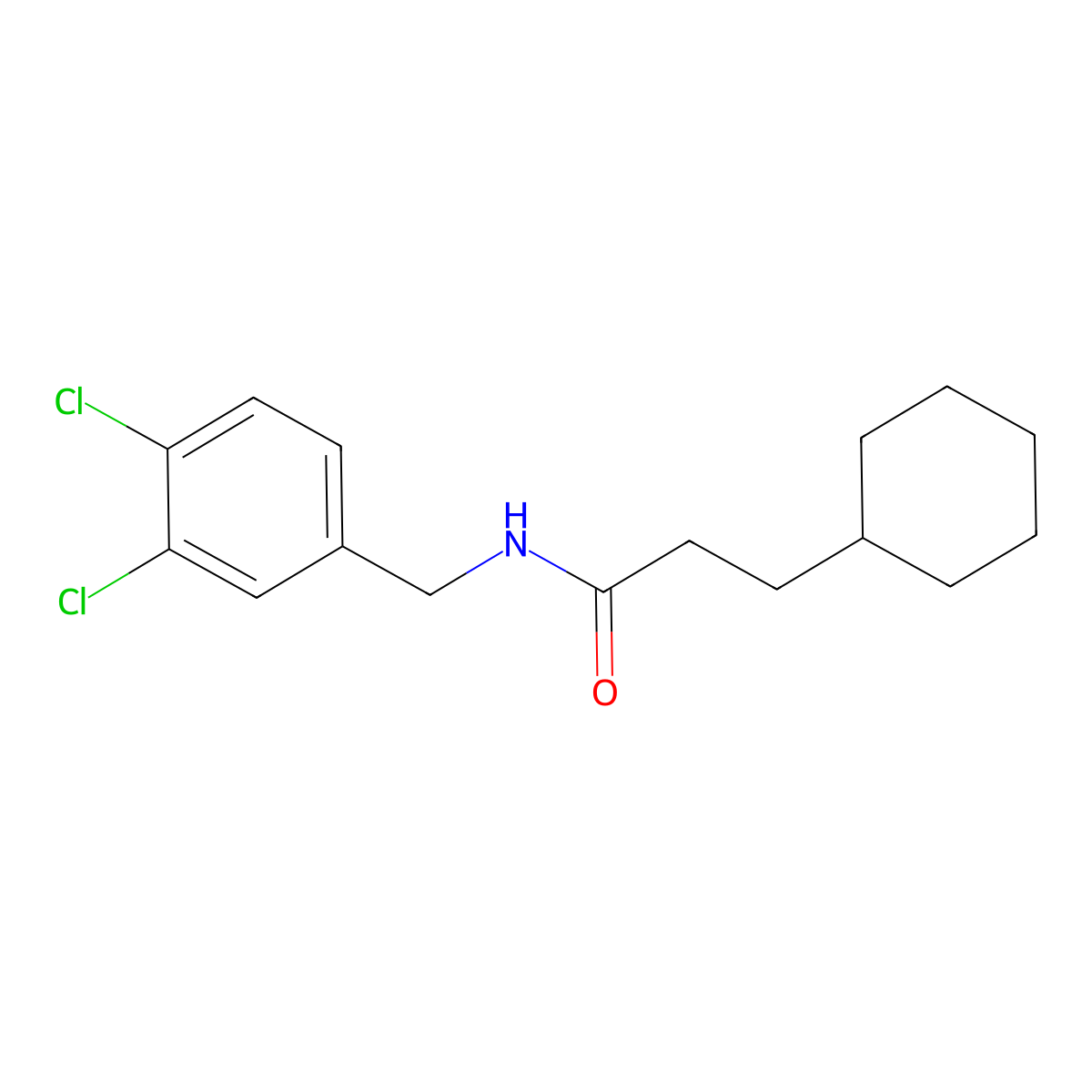 3-cyclohexyl-N-(3,4-dichlorobenzyl)propanamide molecular structure, CAS 548790-39-2