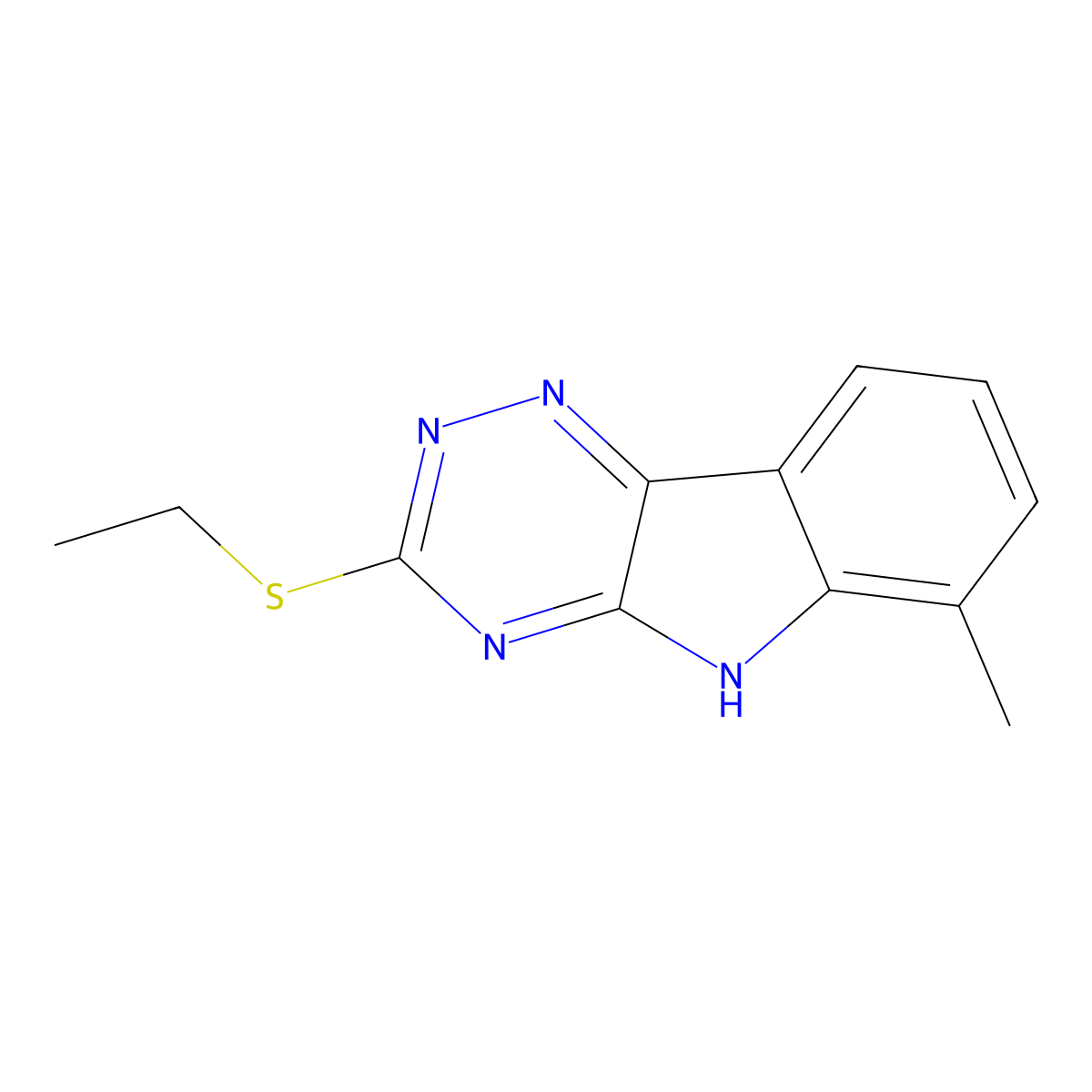 3-(ethylsulfanyl)-6-methyl-5H-[1,2,4]triazino[5,6-b]indole molecular structure, CAS 5488-55-1
