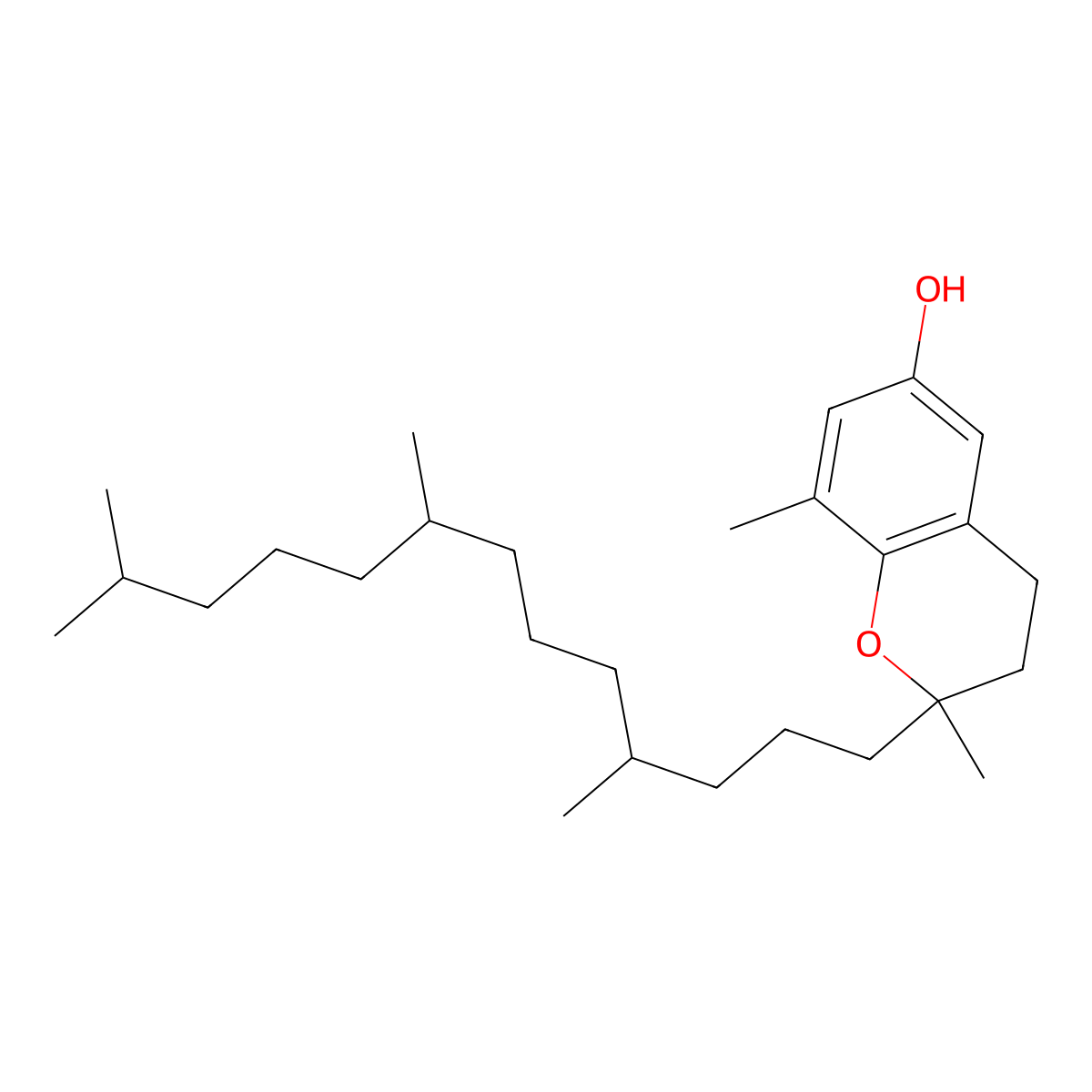 2H-1-Benzopyran-6-ol, 3,4-dihydro-2,8-dimethyl-2-(4,8,12-trimethyltridecyl)-, [2R-[2R*(4R*,8R*)]]- molecular structure, CAS 5488-58-4