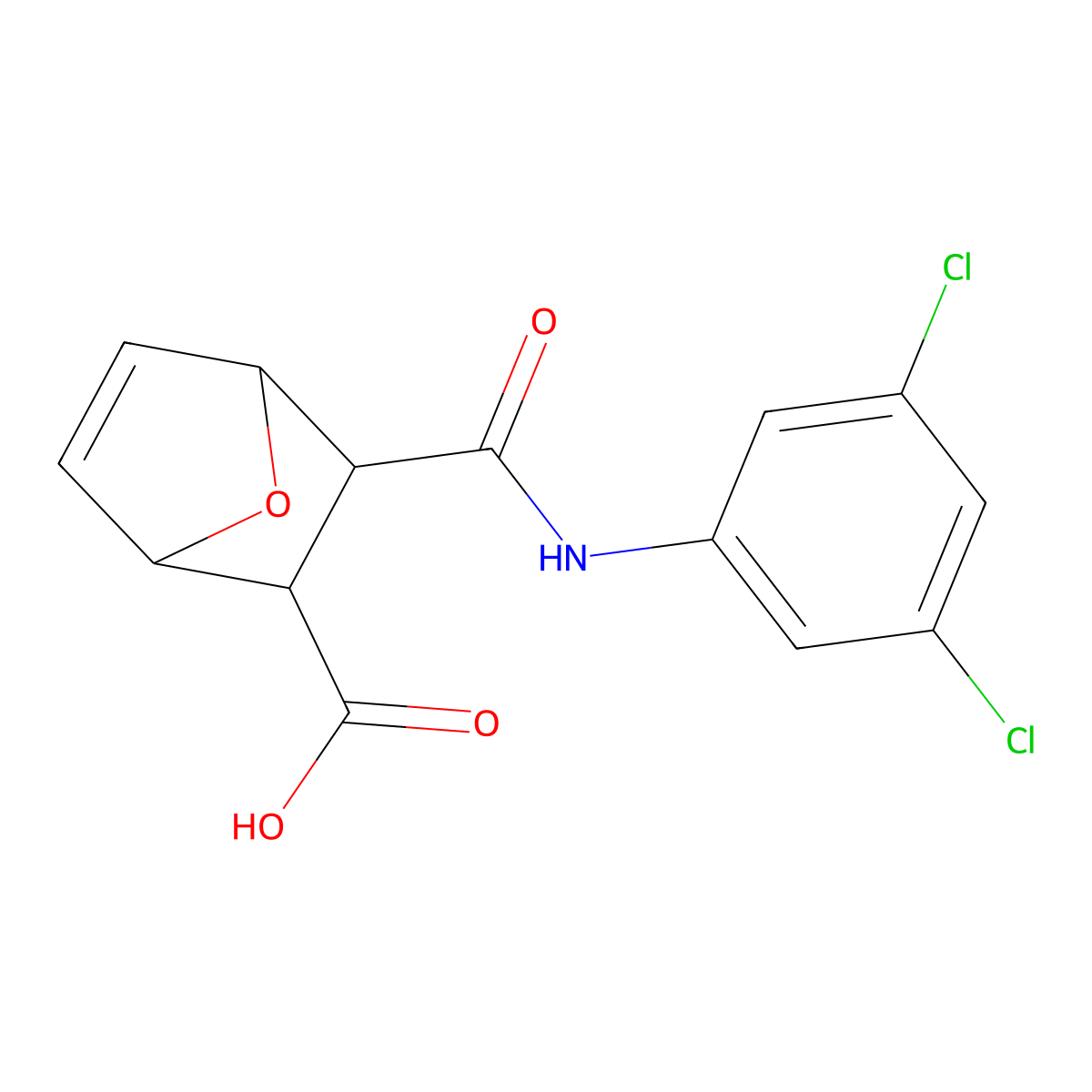 3-[(3,5-Dichlorophenyl)carbamoyl]-7-oxabicyclo[2.2.1]hept-5-ene-2-carboxylic acid molecular structure, CAS 54888-08-3