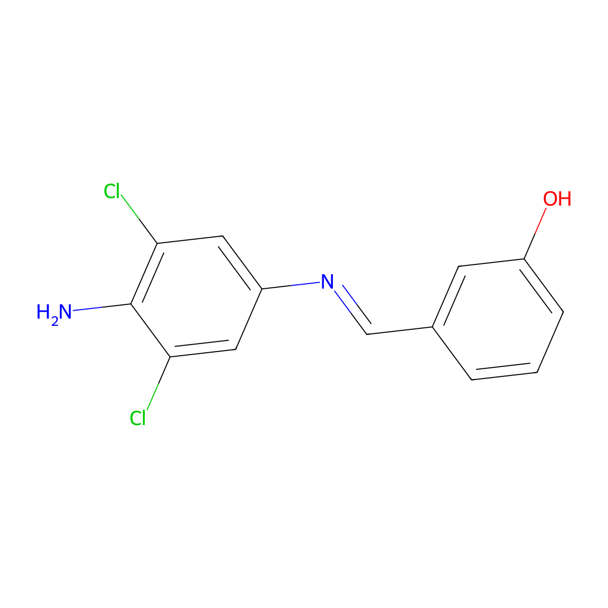 3-{(E)-[(4-amino-3,5-dichlorophenyl)imino]methyl}phenol molecular structure, CAS 5489-20-3