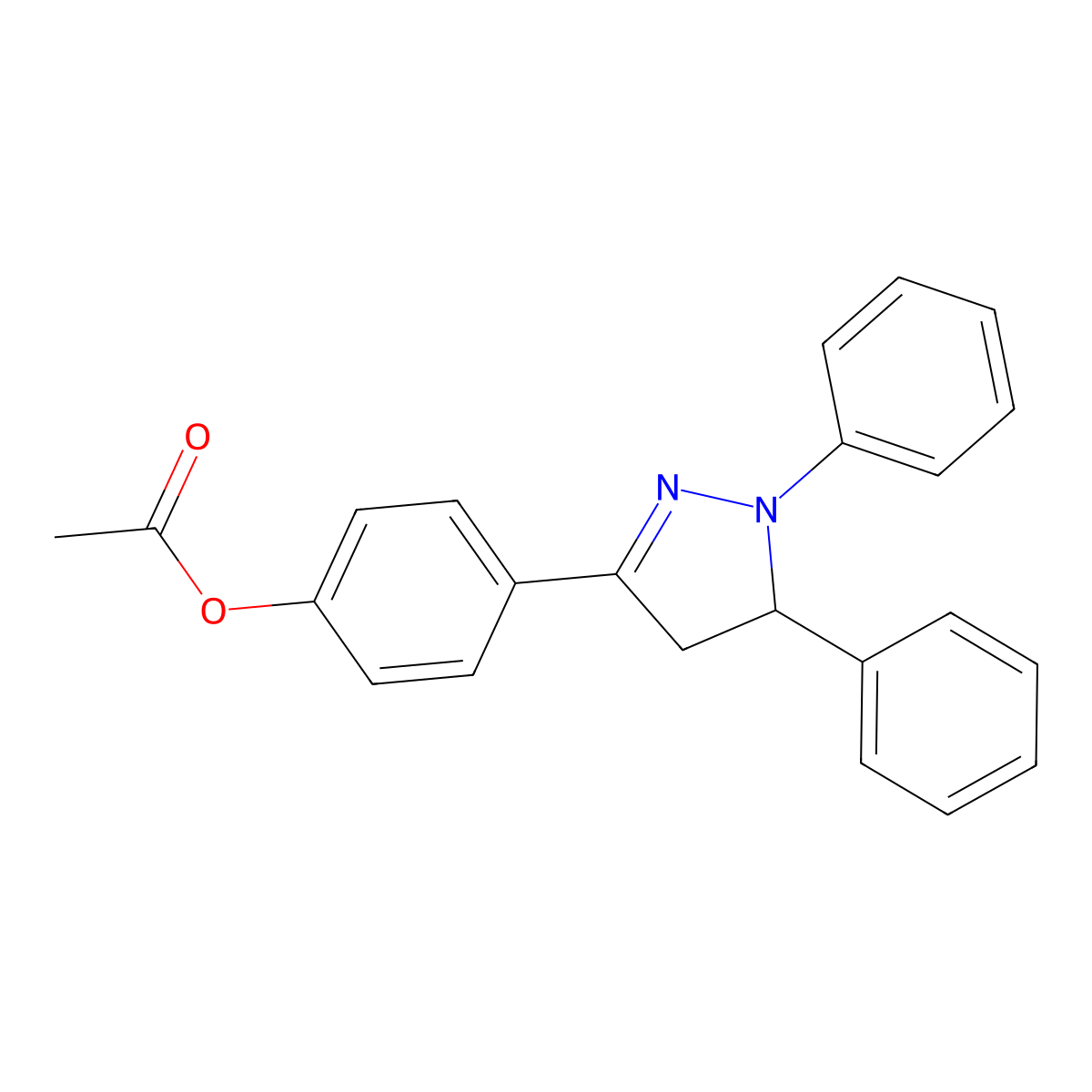 4-(1,5-diphenyl-4,5-dihydro-1H-pyrazol-3-yl)phenyl acetate molecular structure, CAS 5489-50-9
