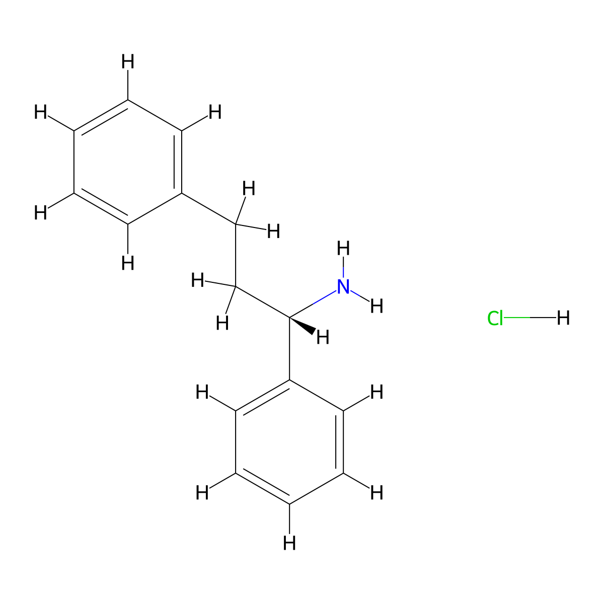 (1S)-1,3-diphenylpropan-1-amine;hydrochloride molecular structure, CAS 5489-53-2