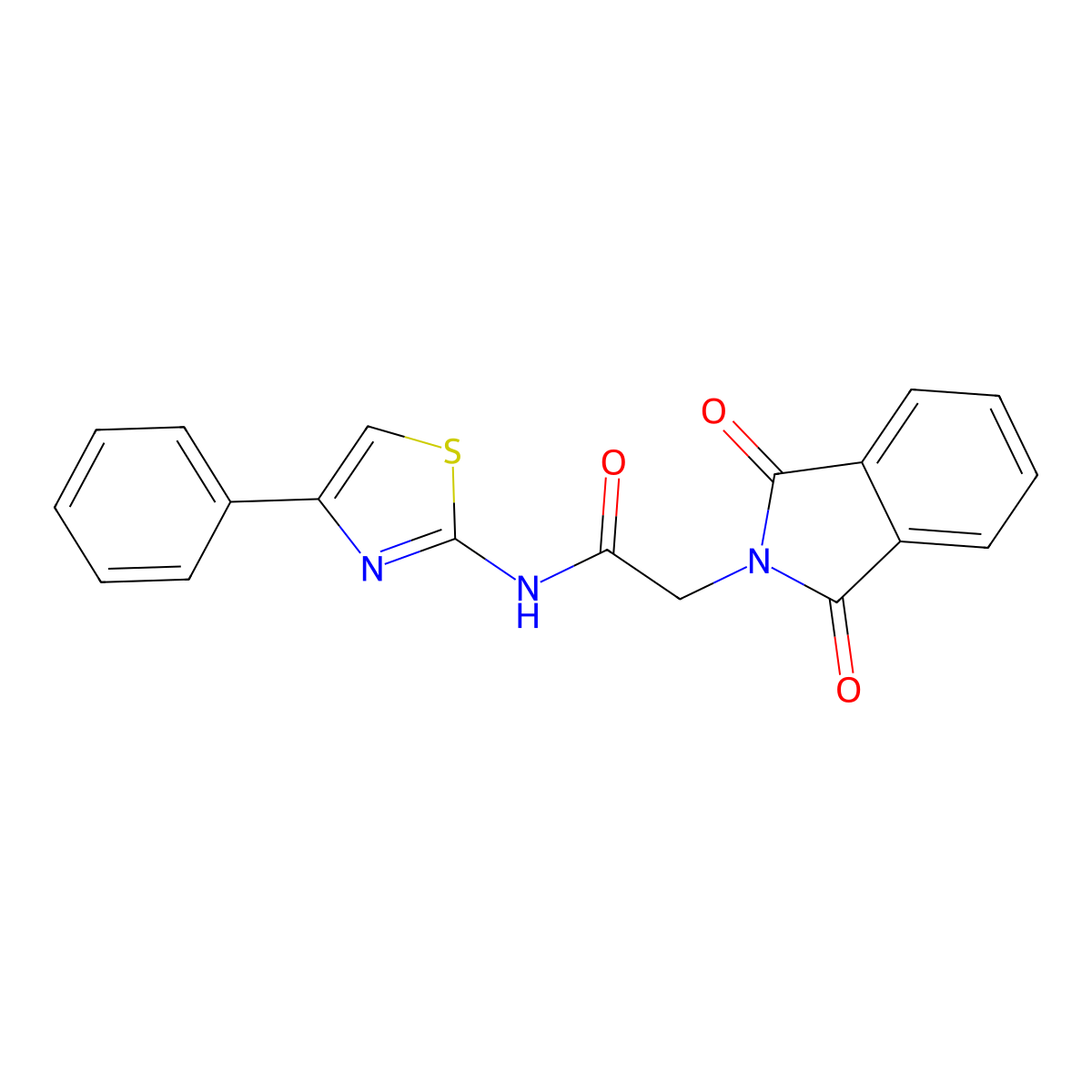 2-(1,3-dioxoisoindolin-2-yl)-N-(4-phenylthiazol-2-yl)acetamide molecular structure, CAS 54890-71-0