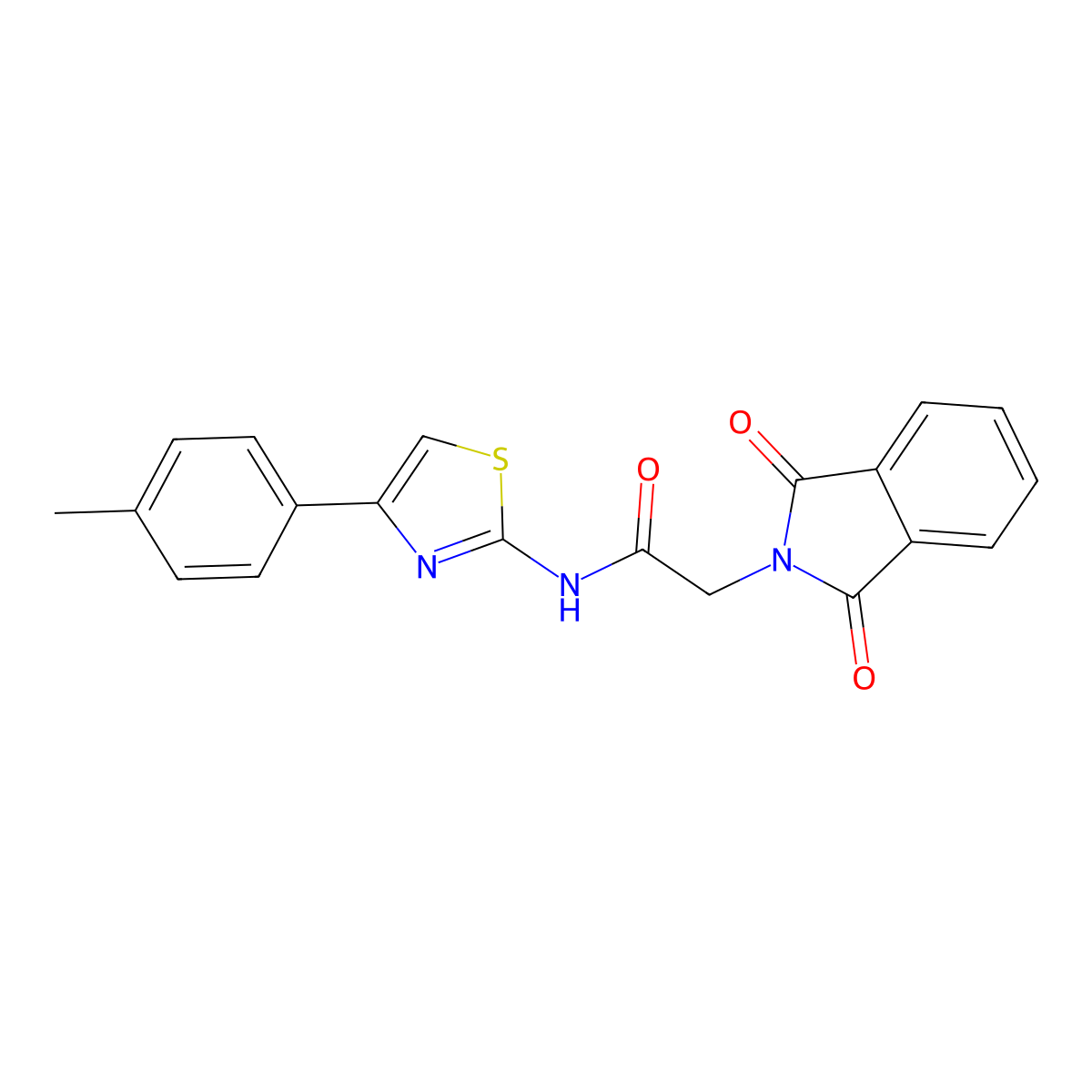 2-(1,3-dioxo-1,3-dihydro-2H-isoindol-2-yl)-N-[4-(4-methylphenyl)-1,3-thiazol-2-yl]acetamide molecular structure, CAS 54890-72-1