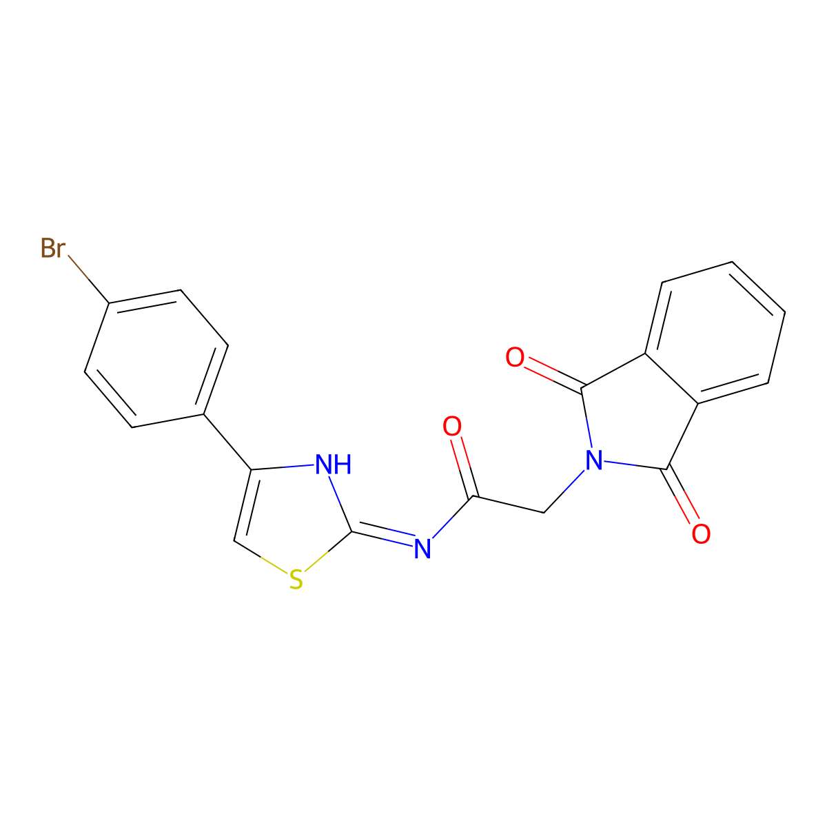 N-[4-(4-bromophenyl)-1,3-thiazol-2-yl]-2-(1,3-dioxo-1,3-dihydro-2H-isoindol-2-yl)acetamide molecular structure, CAS 54890-74-3