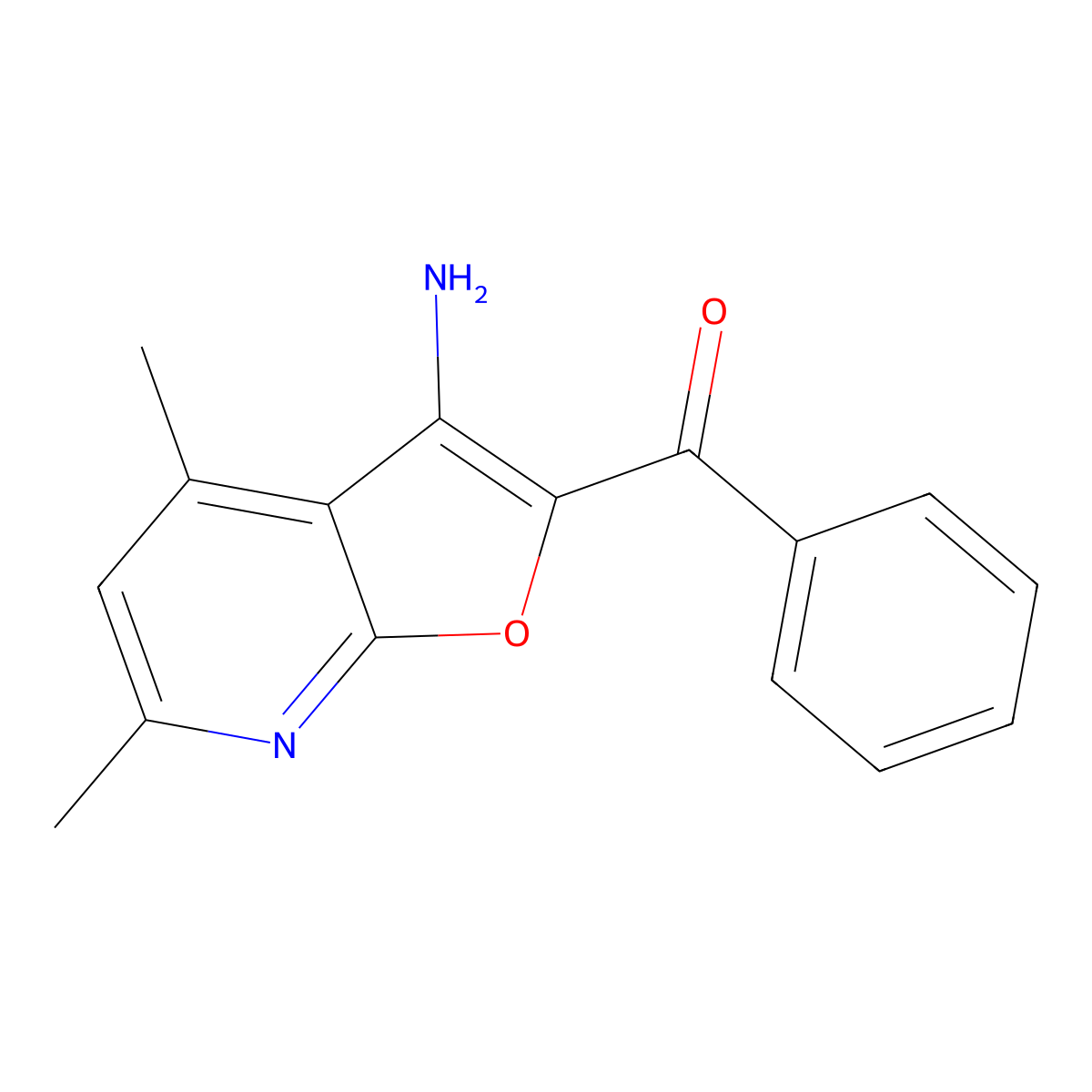 (3-Amino-4,6-dimethylfuro[2,3-b]pyridin-2-yl)(phenyl)methanone molecular structure, CAS 54891-82-6