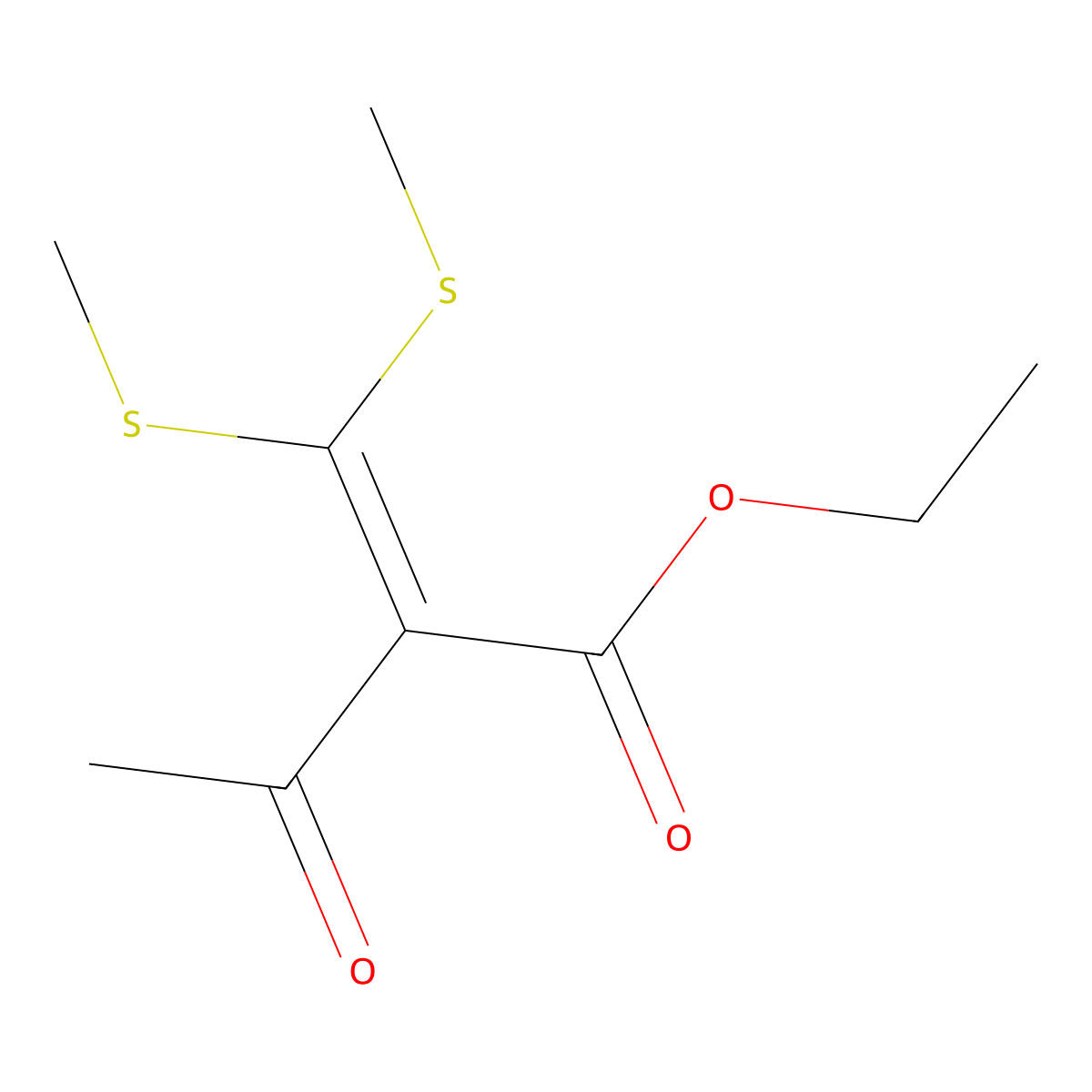 Ethyl 2-[bis(methylsulfanyl)methylidene]-3-oxobutanoate molecular structure, CAS 54893-95-7
