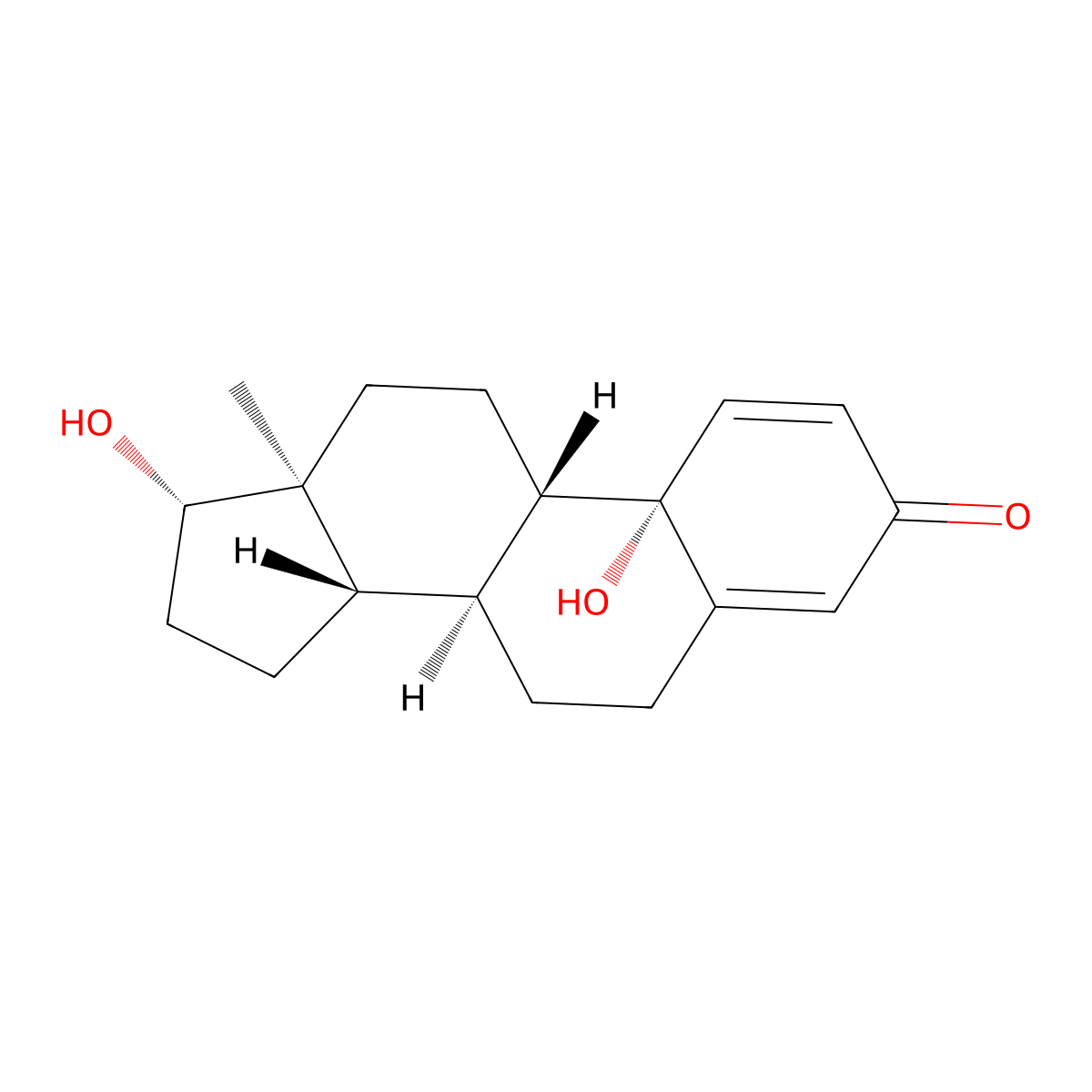 10beta,17beta-Dihydroxyestra-1,4-dien-3-one molecular structure, CAS 549-02-0