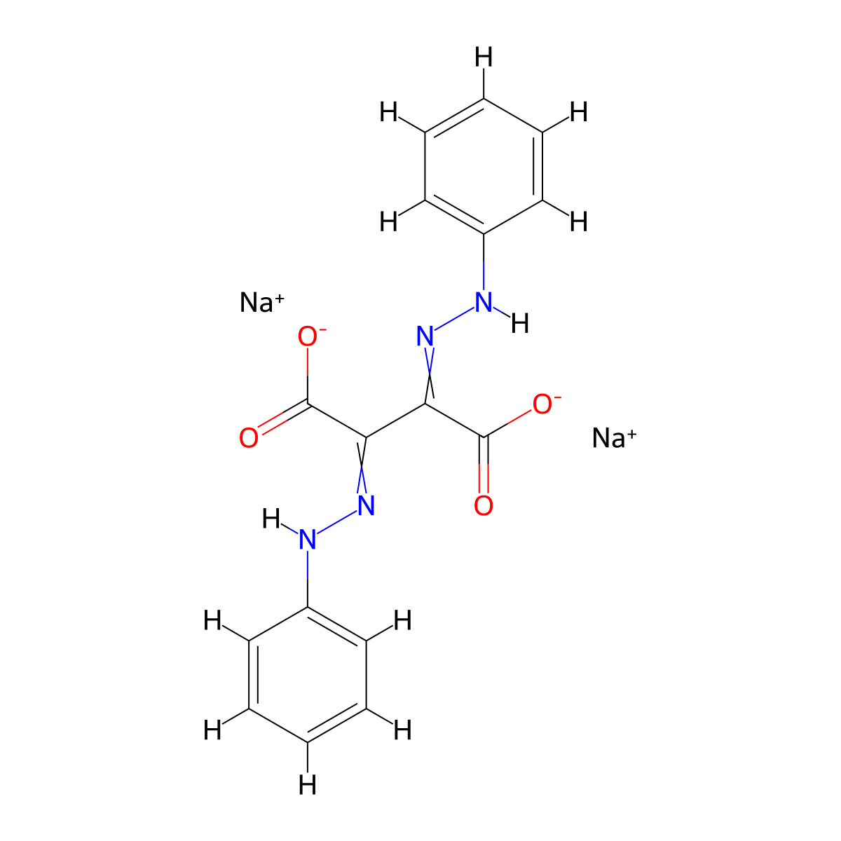 butanedioic acid, bis(phenylhydrazono)-, disodium salt molecular structure, CAS 549-94-0