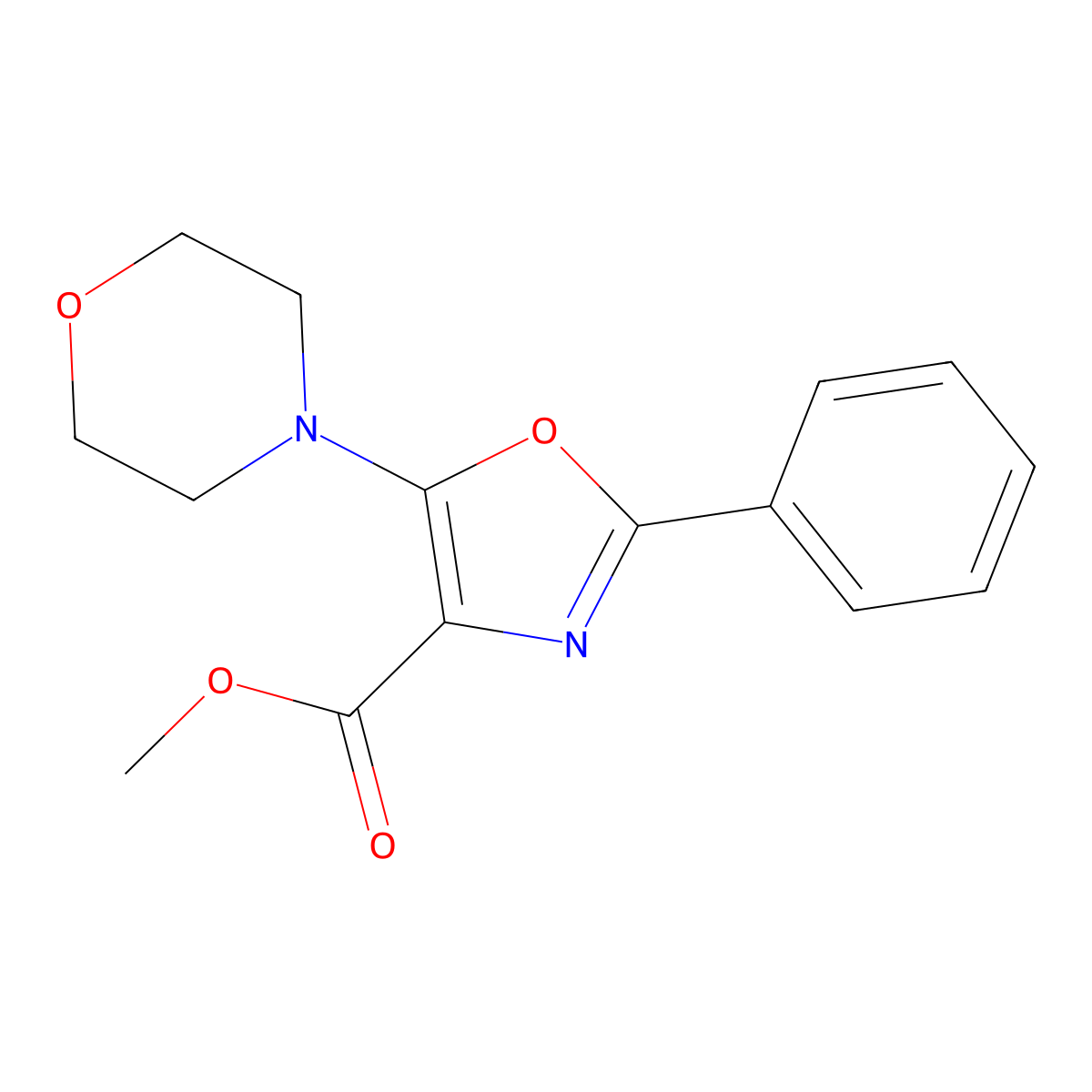Methyl 5-morpholin-4-yl-2-phenyl-1,3-oxazole-4-carboxylate molecular structure, CAS 54902-35-1