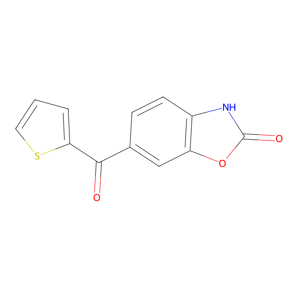 2(3H)-Benzoxazolone, 6-(2-thienylcarbonyl)- molecular structure, CAS 54903-14-9