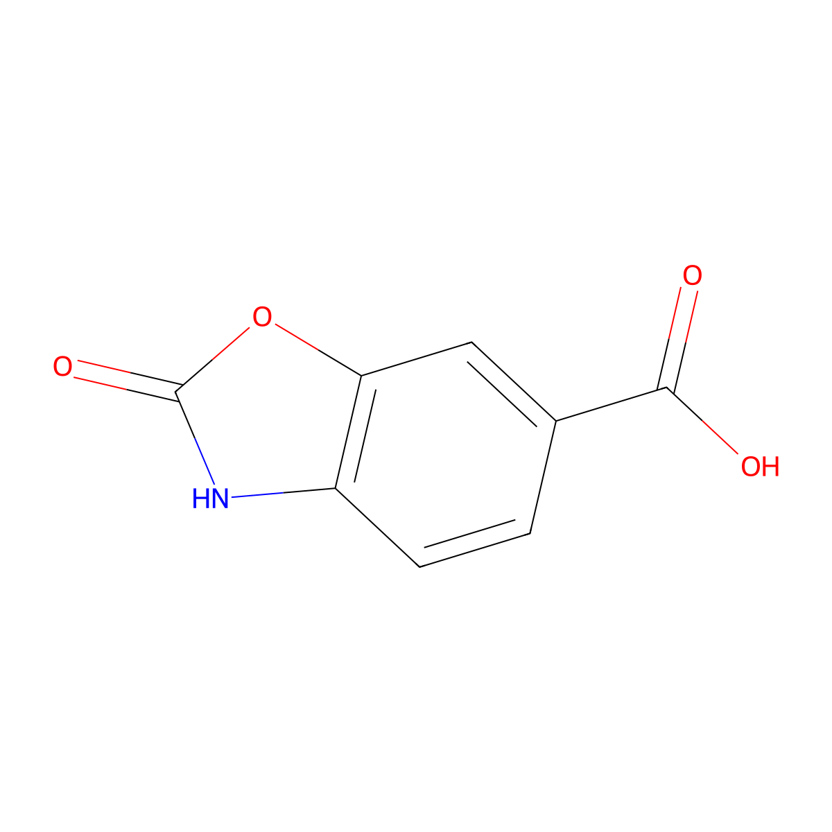 2-Oxo-2,3-dihydro-1,3-benzoxazole-6-carboxylic acid molecular structure, CAS 54903-16-1