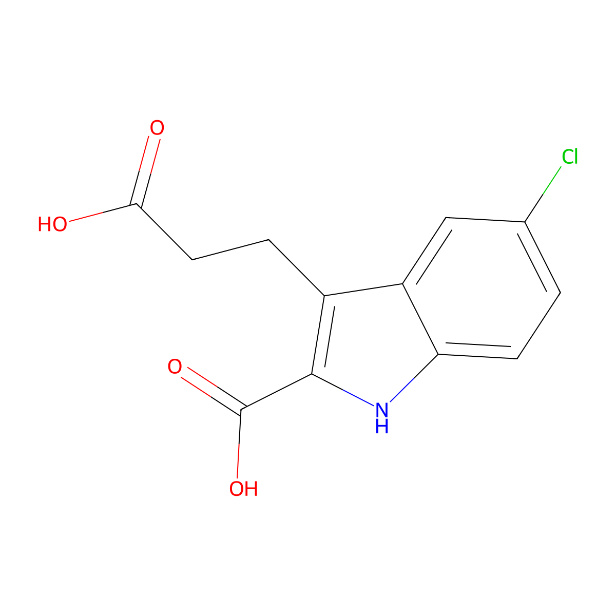 3-(2-carboxyethyl)-5-chloro-1H-indole-2-carboxylic acid molecular structure, CAS 54904-18-6