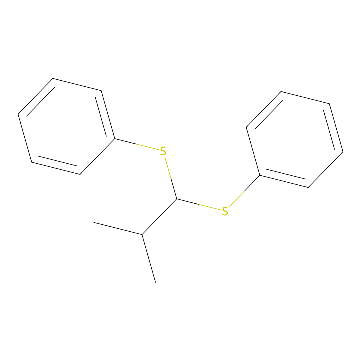 (2-Methyl-1-phenylsulfanylpropyl)sulfanylbenzene molecular structure, CAS 54905-13-4
