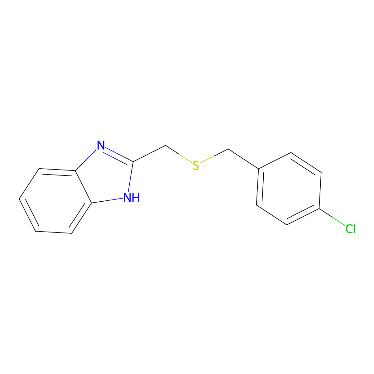 2-[(4-chlorophenyl)methylsulfanylmethyl]-1H-benzimidazole molecular structure, CAS 54906-45-5