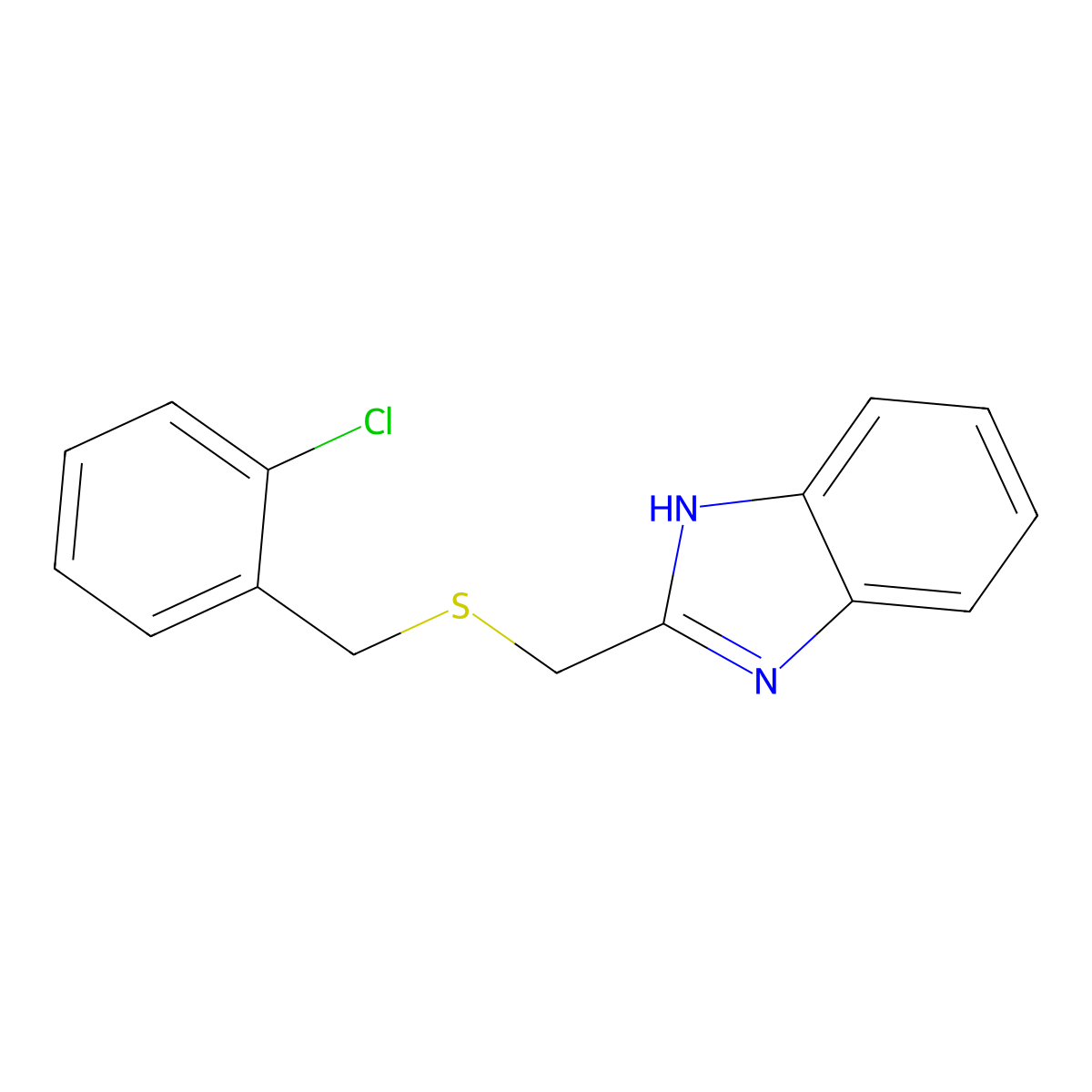 2-({[(2-chlorophenyl)methyl]sulfanyl}methyl)-1H-1,3-benzodiazole molecular structure, CAS 54906-46-6