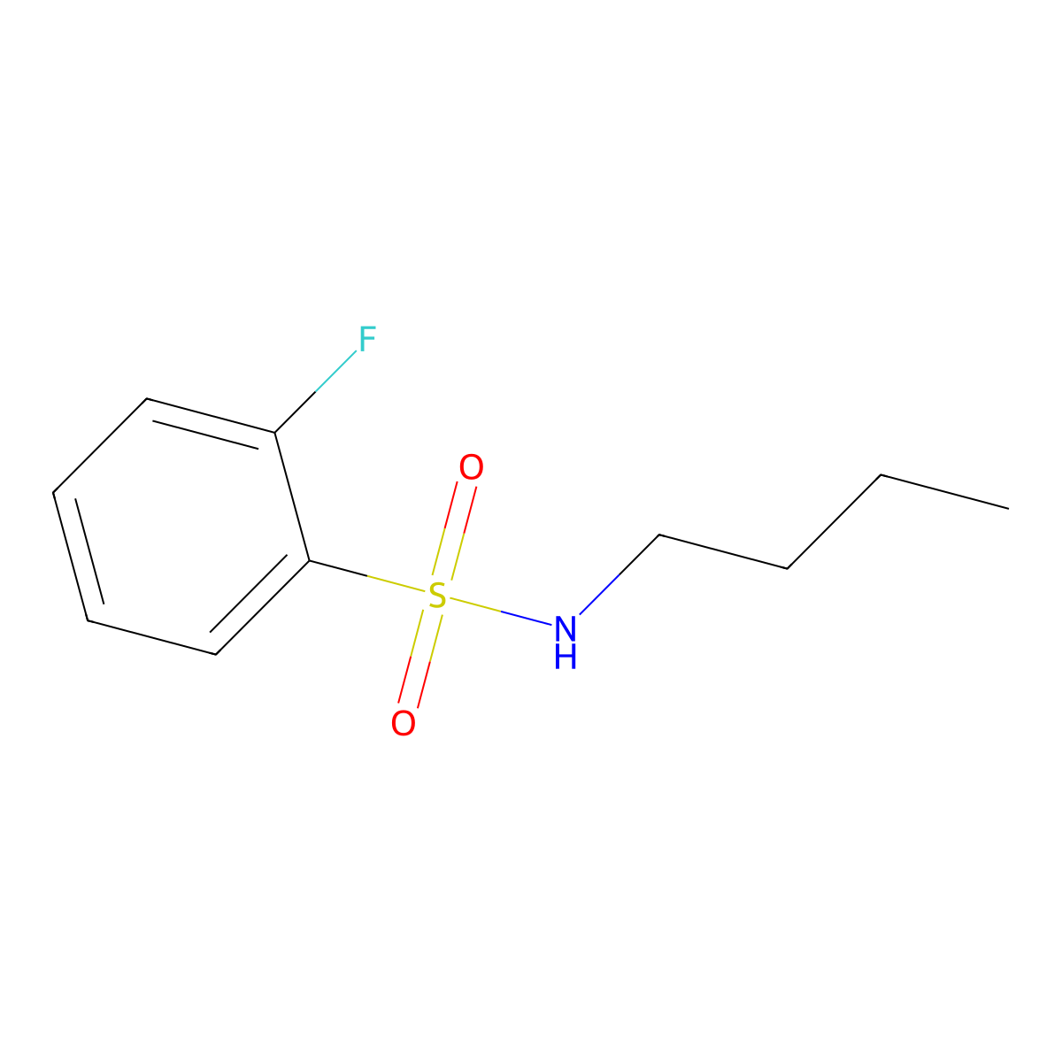 N-butyl-2-fluorobenzene-1-sulfonamide molecular structure, CAS 5491-22-5