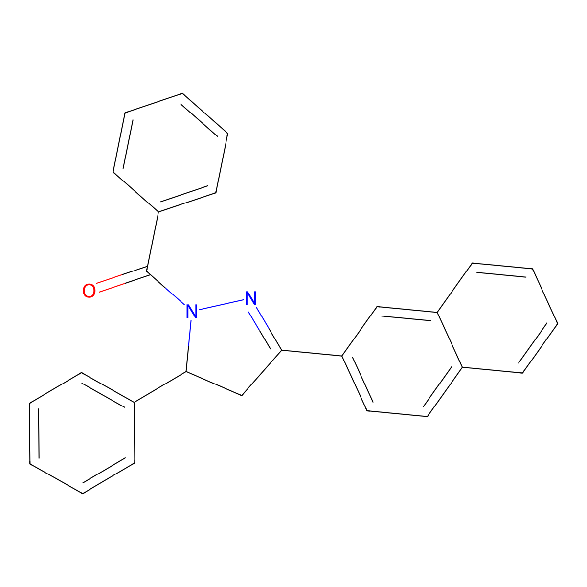 (5-Naphthalen-2-yl-3-phenyl-3,4-dihydropyrazol-2-yl)-phenylmethanone molecular structure, CAS 5491-64-5
