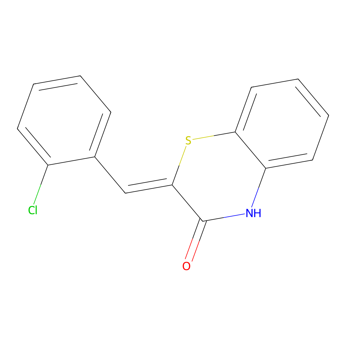 2-[(2-chlorophenyl)methylidene]-4H-1,4-benzothiazin-3-one molecular structure, CAS 54913-29-0