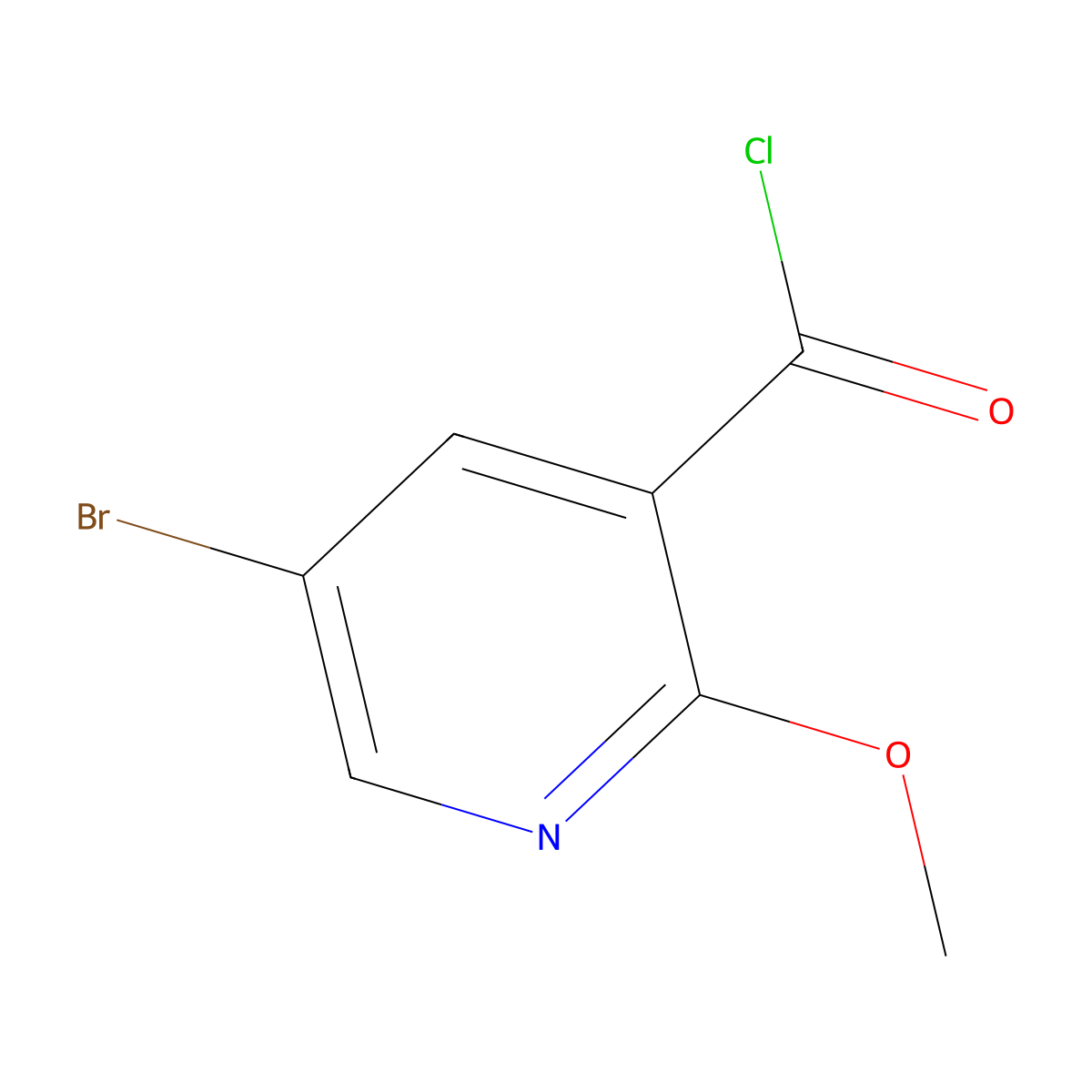 5-Bromo-2-methoxynicotinoyl chloride molecular structure, CAS 54916-68-6