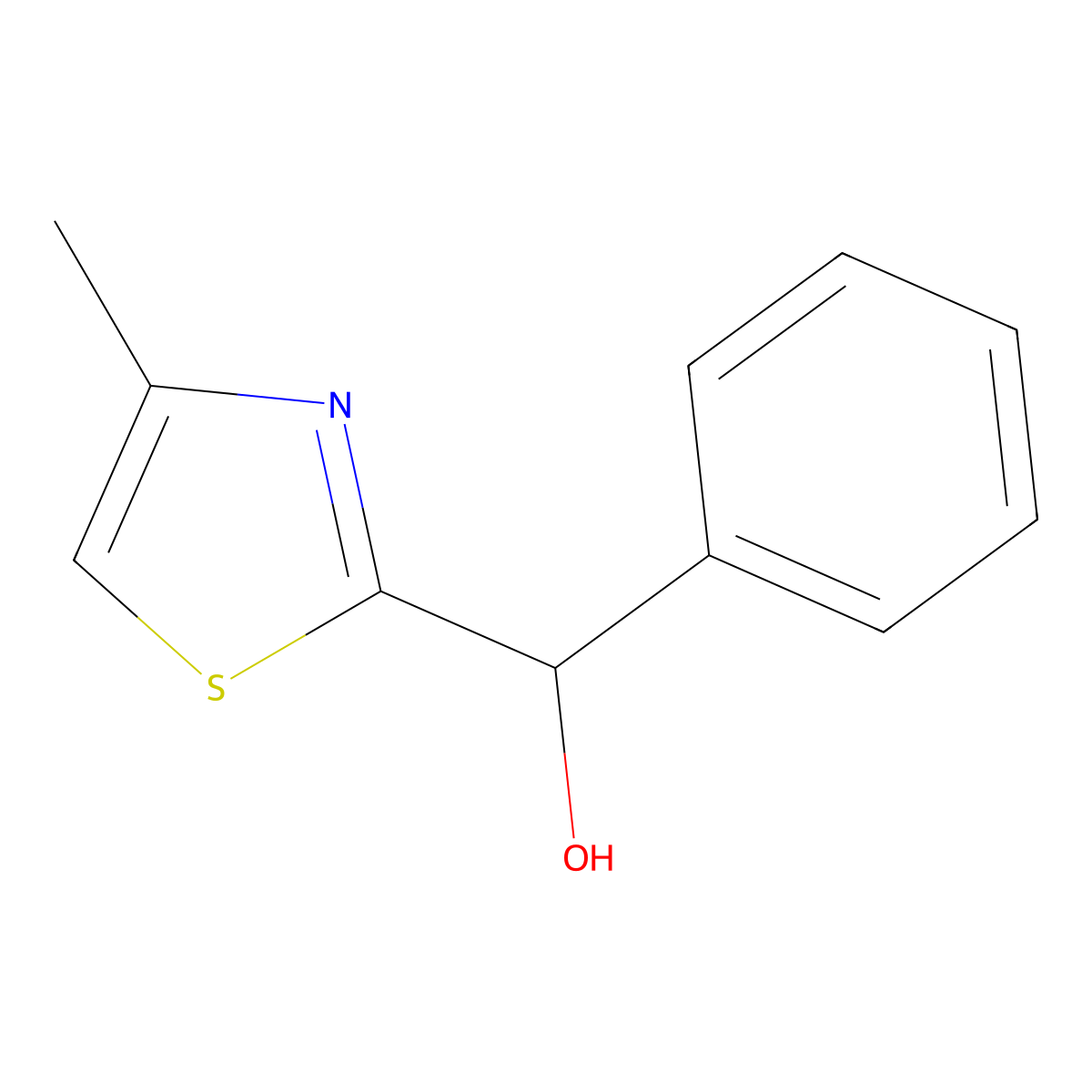 4-Methyl-alpha-phenyl-2-thiaZolemethanol molecular structure, CAS 54918-64-8