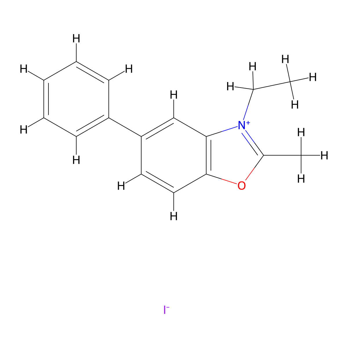 Benzoxazolium, 3-ethyl-2-methyl-5-phenyl-, iodide (1:1) molecular structure, CAS 54919-49-2