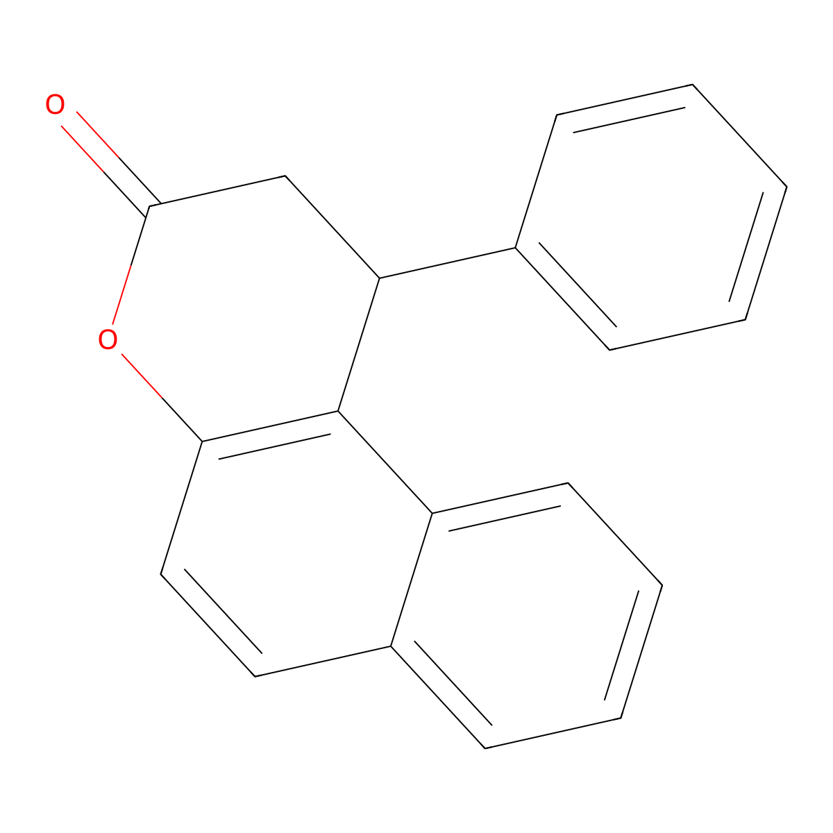 3h-Naphtho[2,1-b]pyran-3-one, 1,2-dihydro-1-phenyl- molecular structure, CAS 5492-90-0