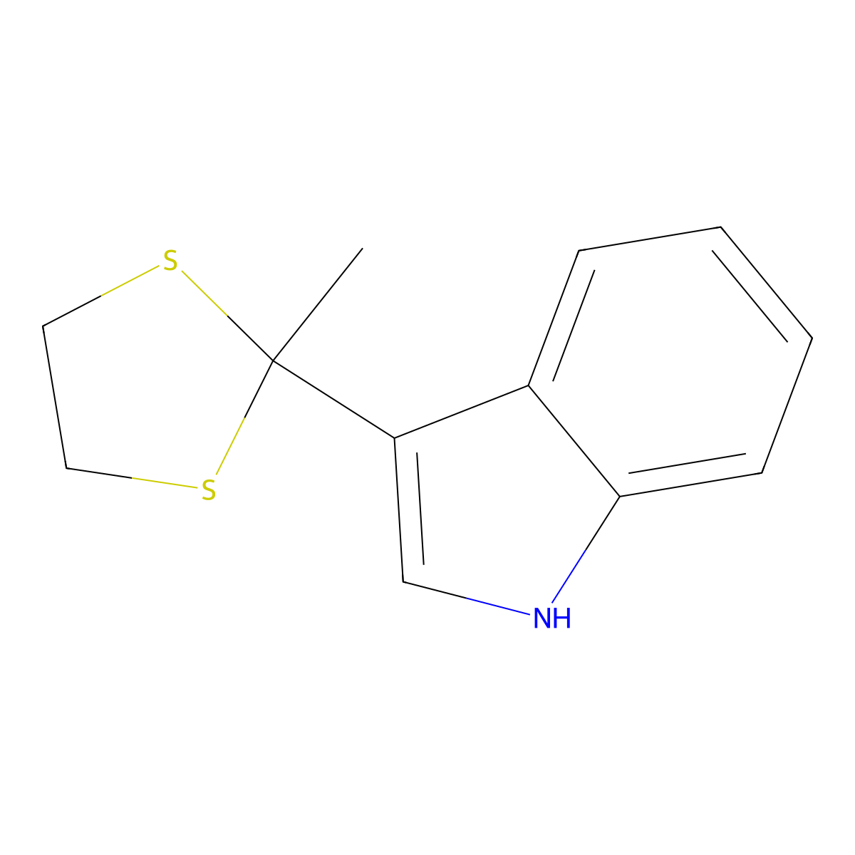 3-(2-Methyl-1,3-dithiolan-2-yl)-1H-indole molecular structure, CAS 54921-44-7