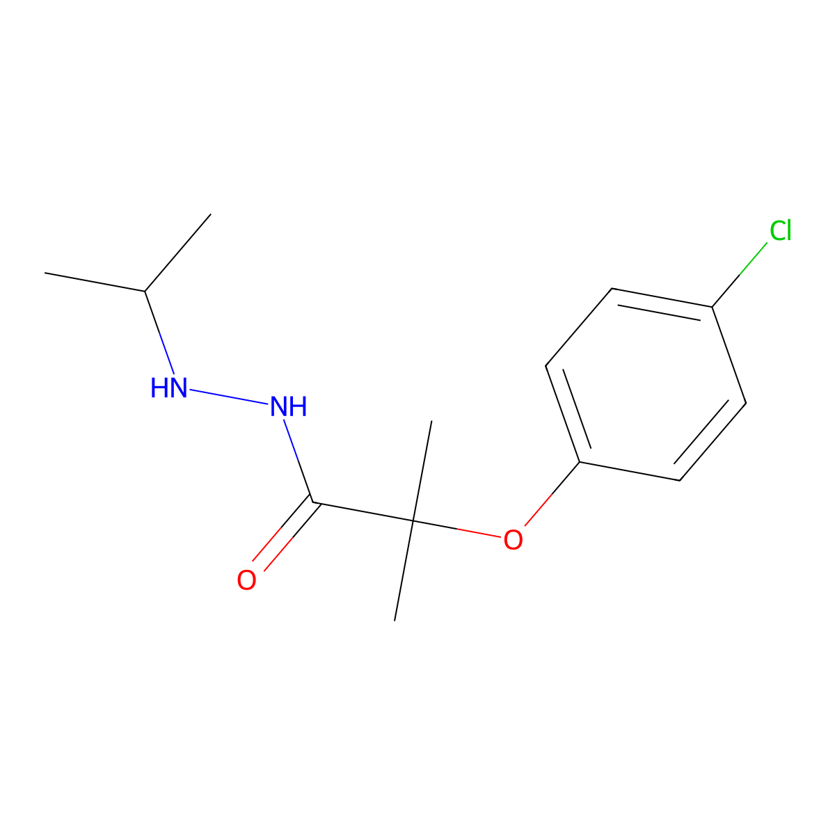 2-(4-chlorophenoxy)-N'-isopropyl-2-methylpropanohydrazide molecular structure, CAS 54922-63-3