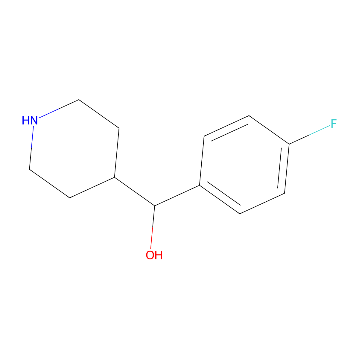 (4-Fluorophenyl)(piperidin-4-yl)methanol molecular structure, CAS 54924-33-3