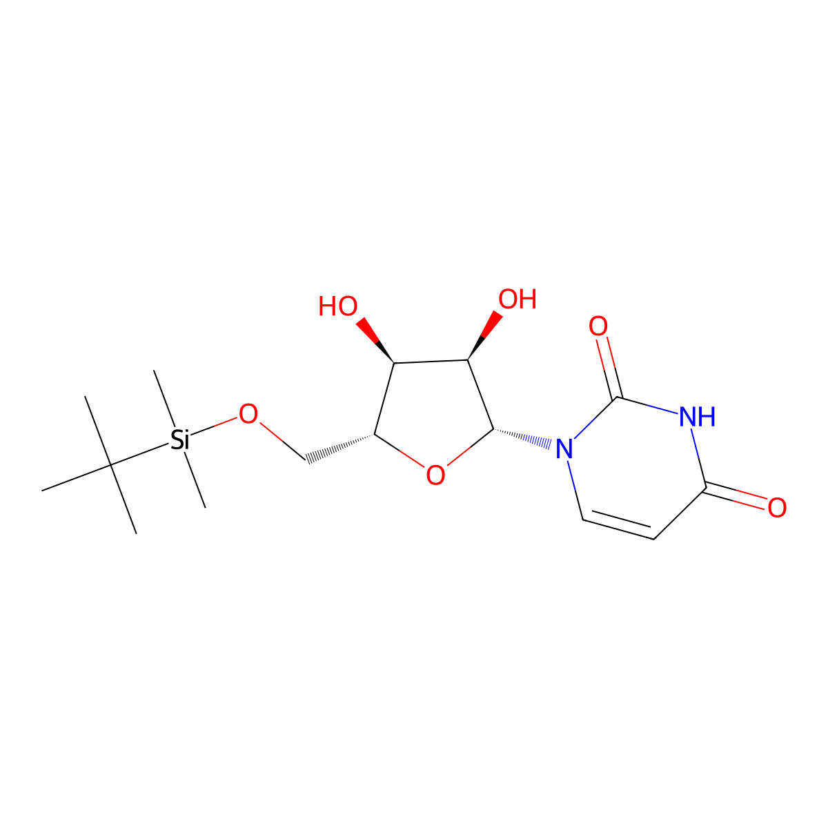 5'-O-((1,1-Dimethylethyl)dimethylsilyl)uridine molecular structure, CAS 54925-65-4