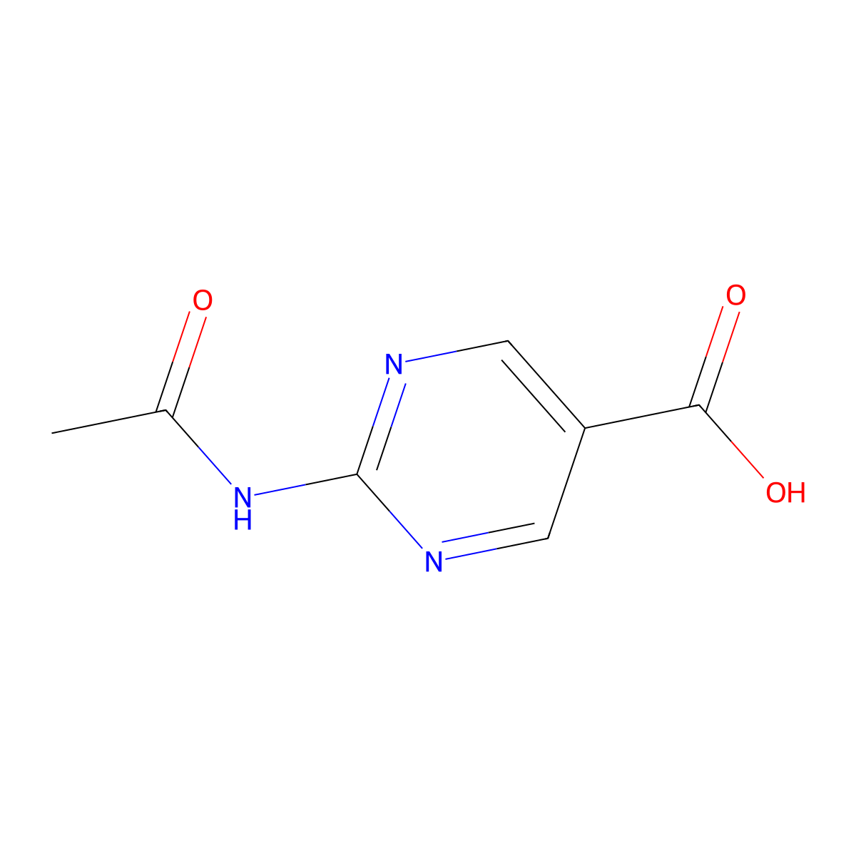 2-Acetamidopyrimidine-5-carboxylic acid molecular structure, CAS 54929-32-7