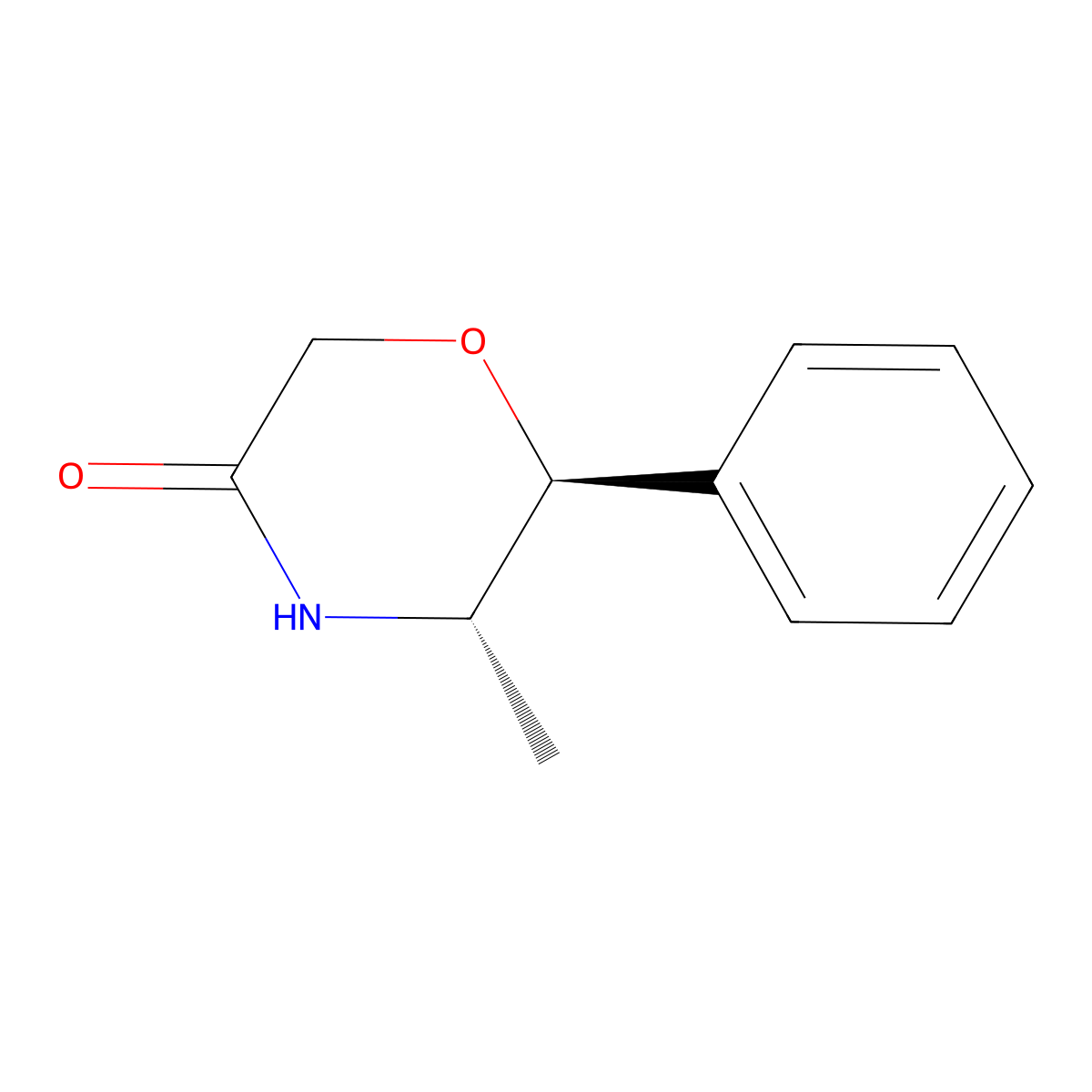 (5S,6S)-5-methyl-6-phenylmorpholin-3-one molecular structure, CAS 5493-94-7