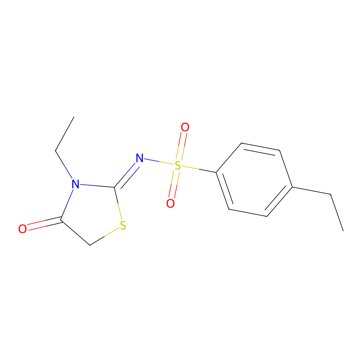 4-ethyl-N-(3-ethyl-4-oxo-1,3-thiazolidin-2-ylidene)benzenesulfonamide molecular structure, CAS 5494-58-6