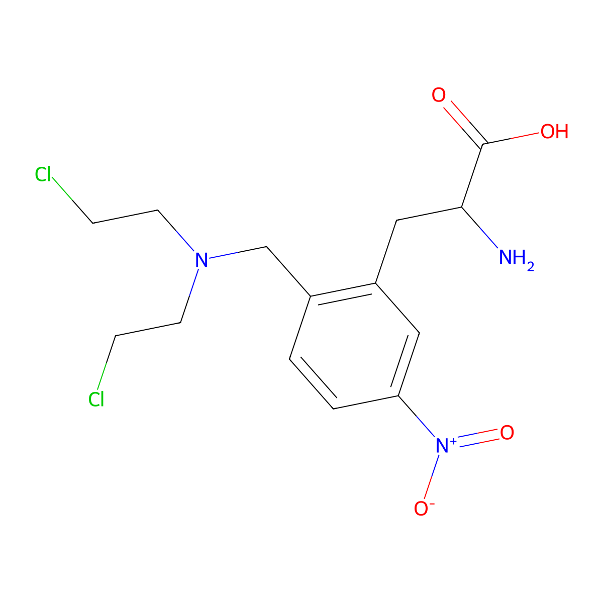 2-((Bis(2-chloroethyl)amino)methyl)-5-nitrophenylalanine molecular structure, CAS 54940-95-3