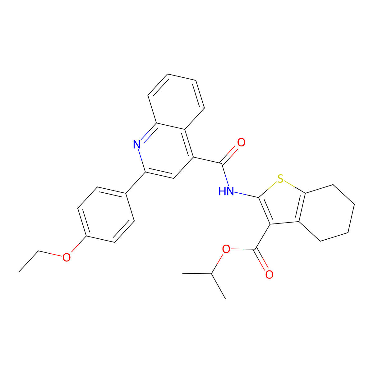 Propan-2-yl 2-[[2-(4-ethoxyphenyl)quinoline-4-carbonyl]amino]-4,5,6,7-tetrahydro-1-benzothiophene-3-carboxylate molecular structure, CAS 549475-12-9