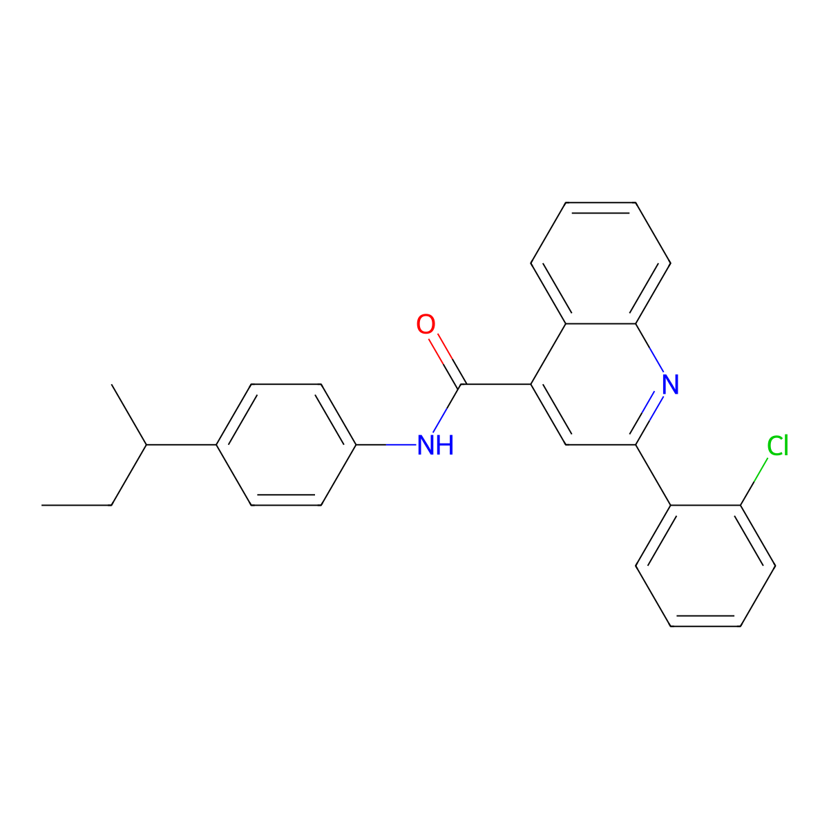 N-(4-butan-2-ylphenyl)-2-(2-chlorophenyl)quinoline-4-carboxamide molecular structure, CAS 549475-94-7