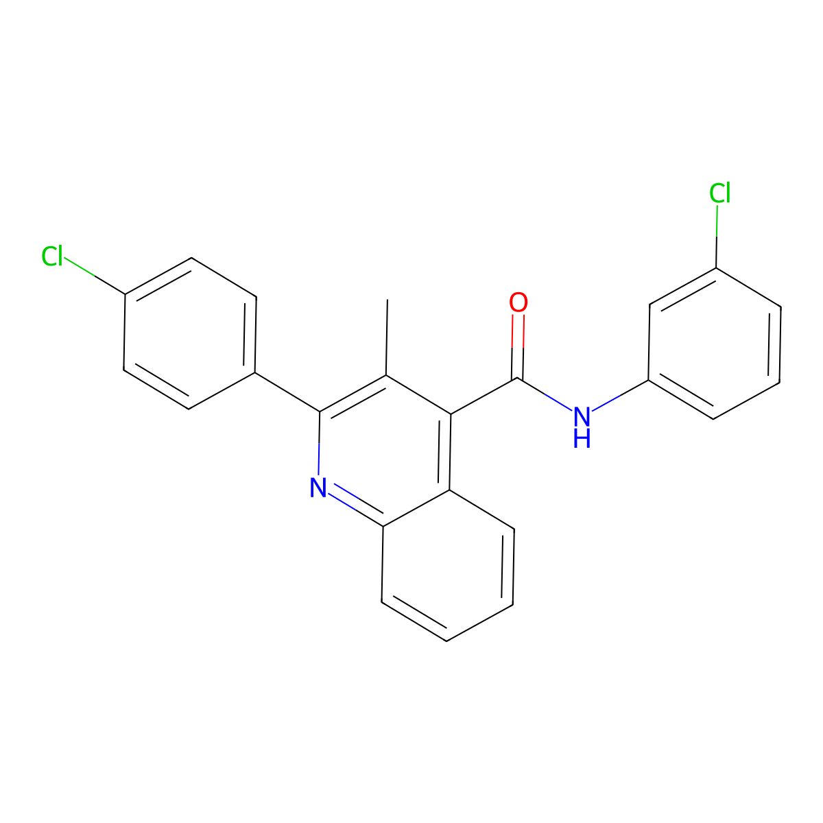 N-(3-chlorophenyl)-2-(4-chlorophenyl)-3-methylquinoline-4-carboxamide molecular structure, CAS 549476-76-8