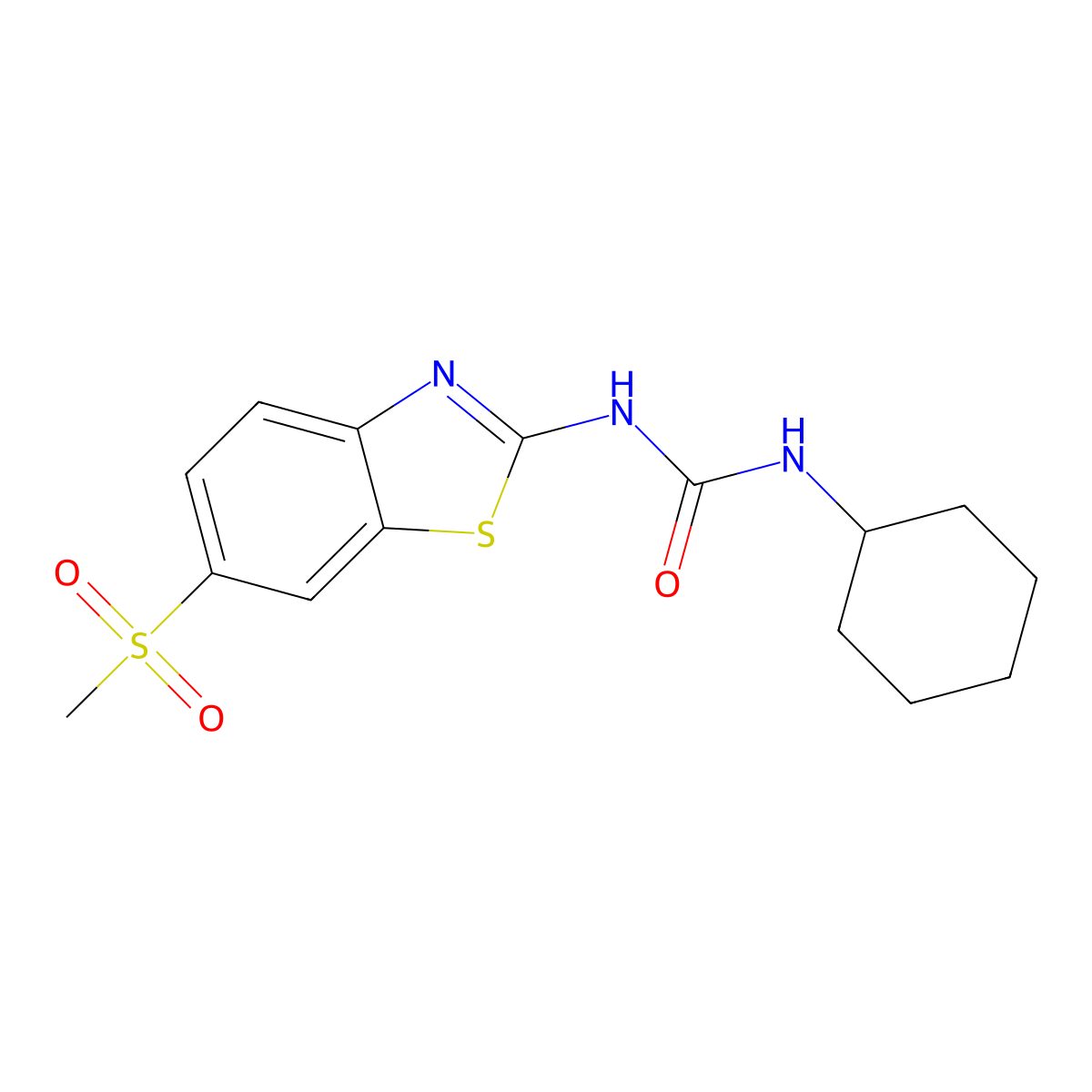 1-Cyclohexyl-3-(6-methylsulfonyl-1,3-benzothiazol-2-yl)urea molecular structure, CAS 549477-49-8