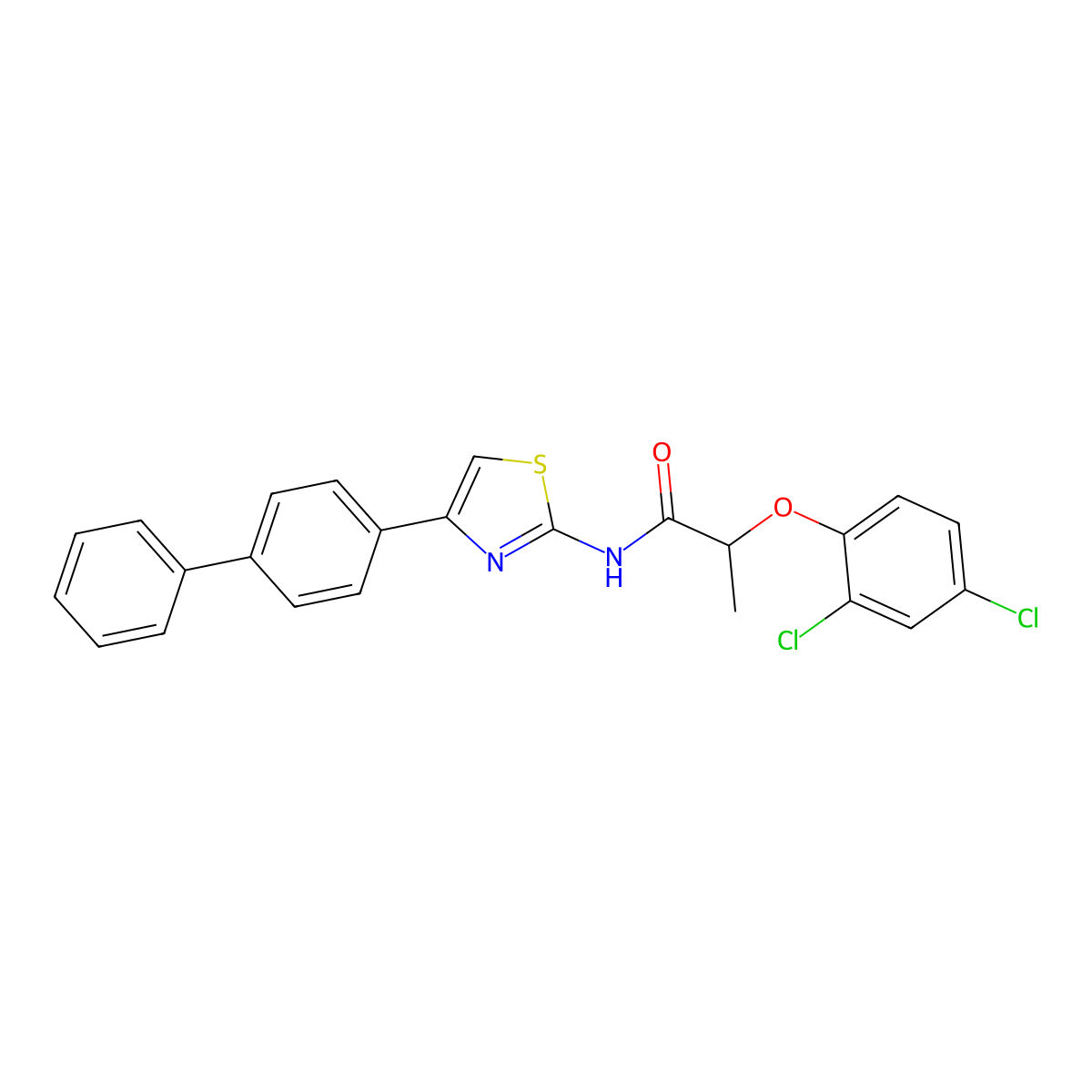 2-(2,4-dichlorophenoxy)-N-[4-(4-phenylphenyl)-1,3-thiazol-2-yl]propanamide molecular structure, CAS 549477-58-9