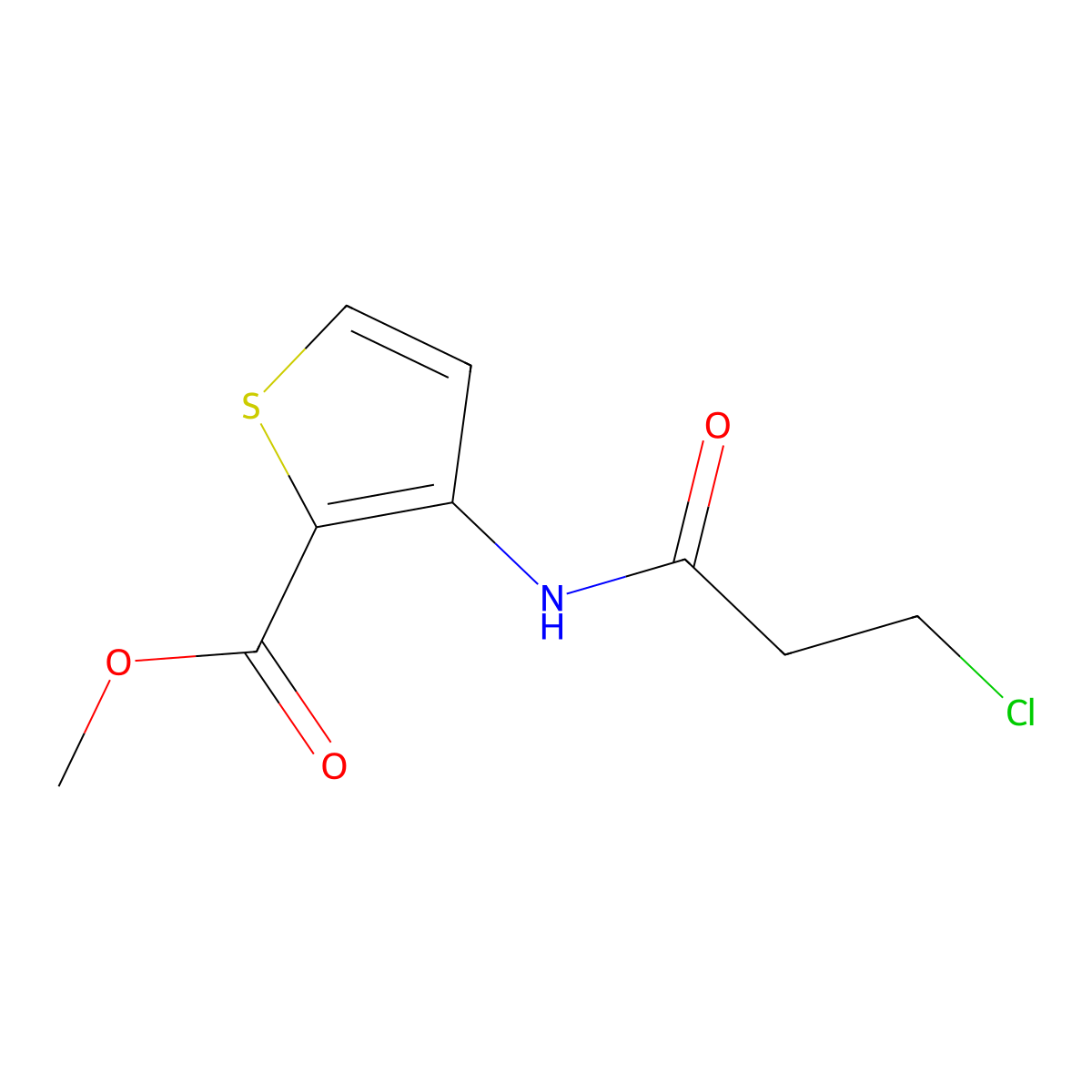 Methyl 3-[(3-chloropropanoyl)amino]thiophene-2-carboxylate molecular structure, CAS 549478-39-9