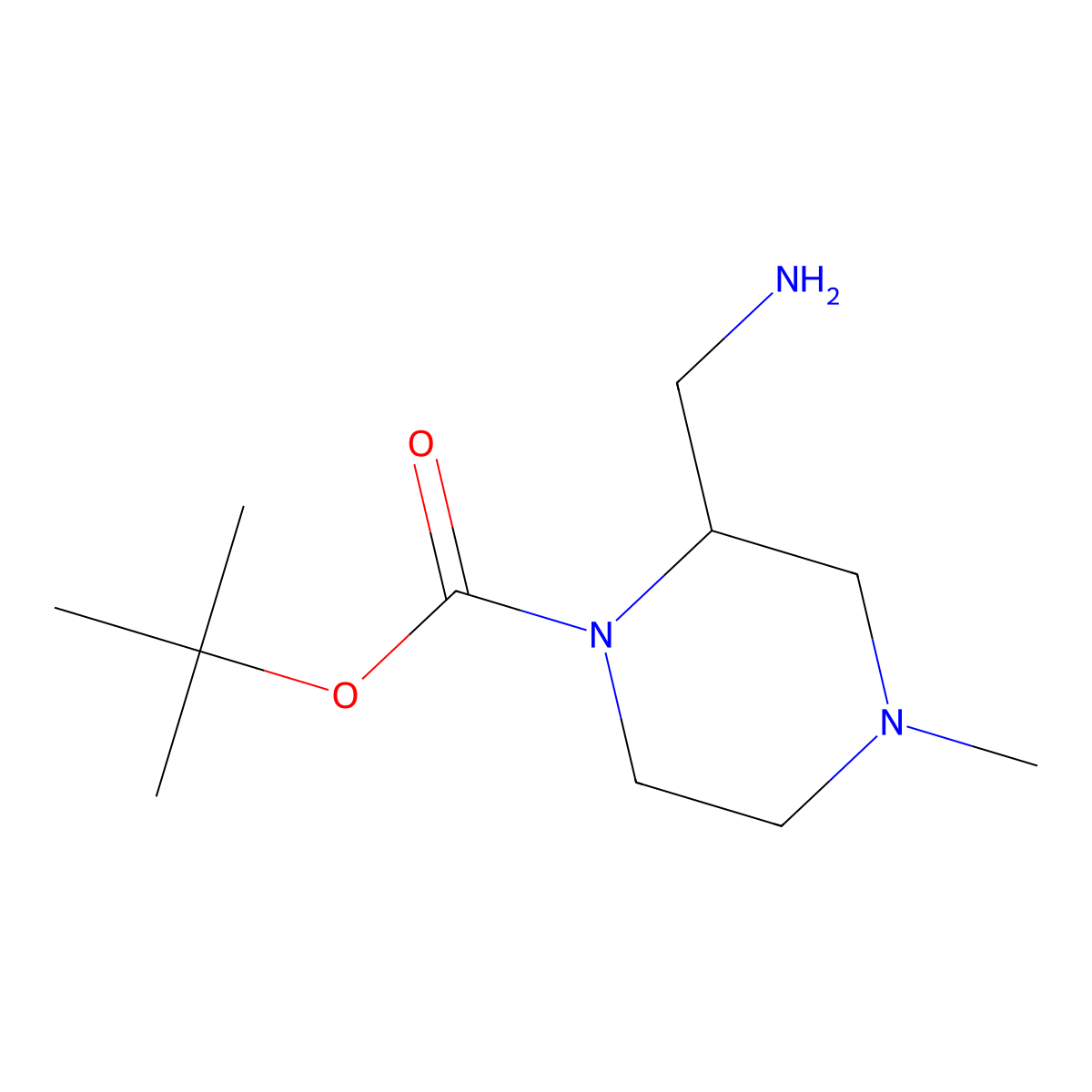 Tert-butyl 2-(aminomethyl)-4-methylpiperazine-1-carboxylate molecular structure, CAS 549479-81-4