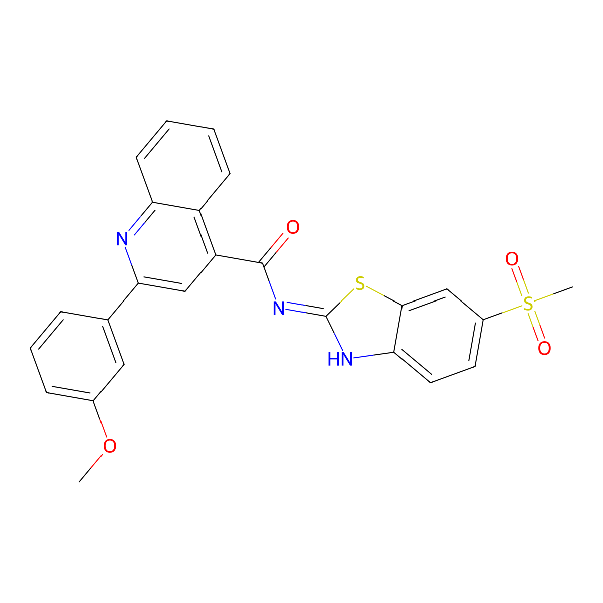 2-(3-methoxyphenyl)-N-[(2Z)-6-(methylsulfonyl)-1,3-benzothiazol-2(3H)-ylidene]quinoline-4-carboxamide molecular structure, CAS 549482-82-8