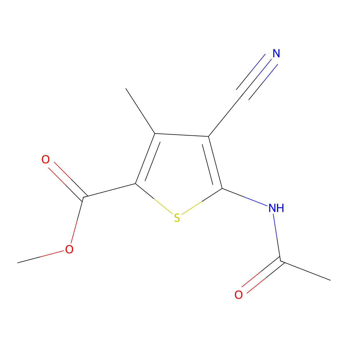 Methyl 5-acetamido-4-cyano-3-methylthiophene-2-carboxylate molecular structure, CAS 549485-51-0