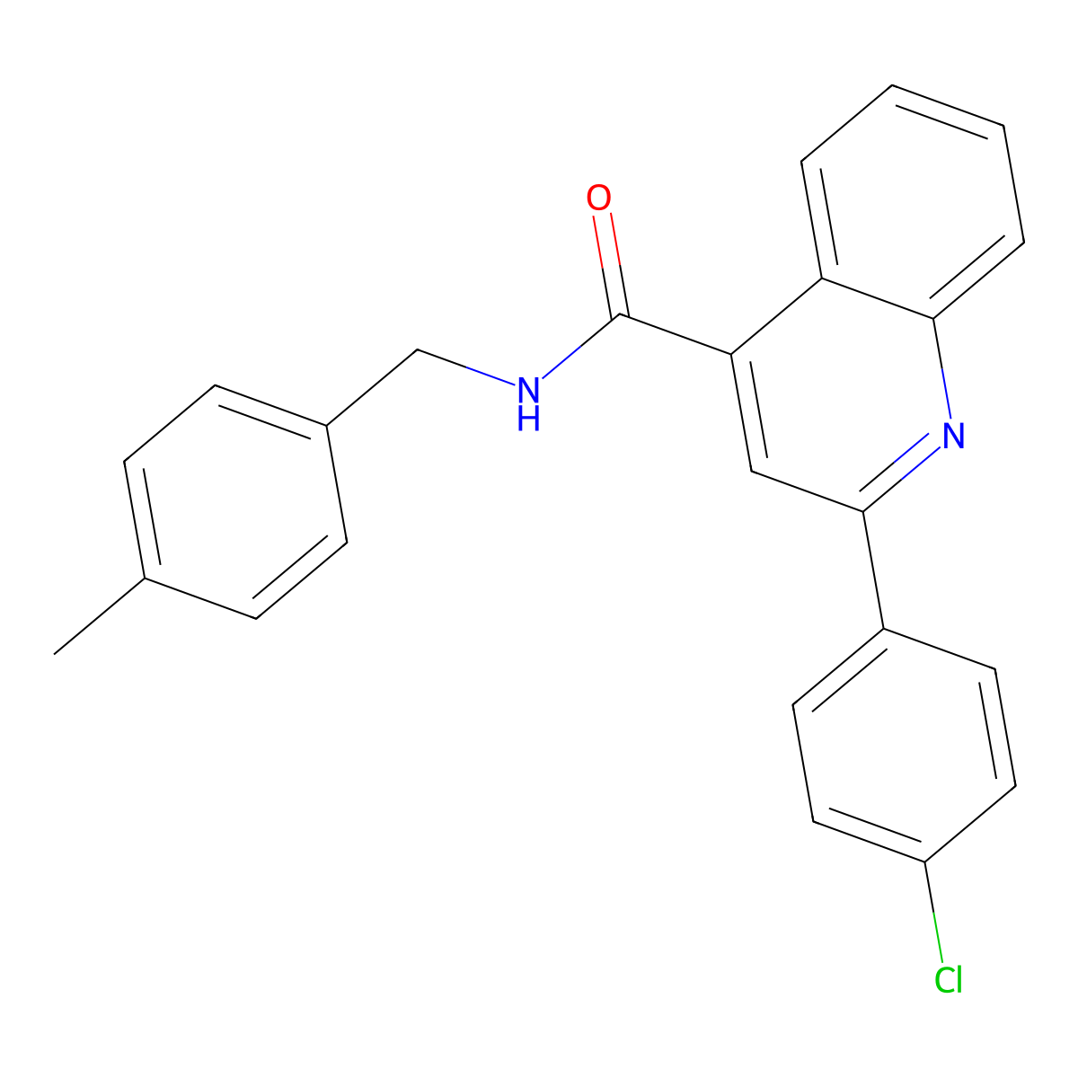 2-(4-chlorophenyl)-N-[(4-methylphenyl)methyl]quinoline-4-carboxamide molecular structure, CAS 549486-71-7