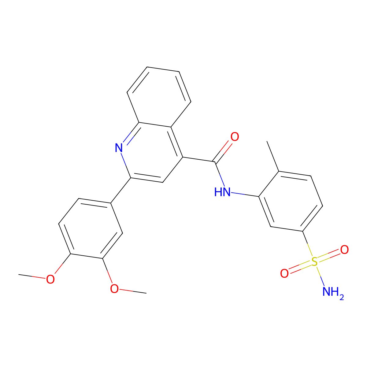2-(3,4-dimethoxyphenyl)-N-(2-methyl-5-sulfamoylphenyl)quinoline-4-carboxamide molecular structure, CAS 549489-52-3