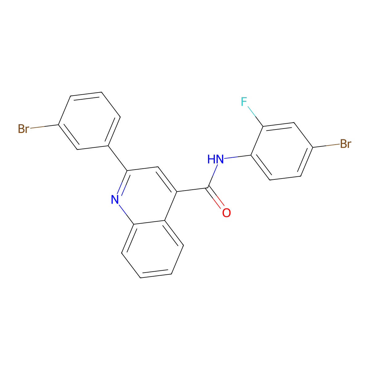 N-(4-bromo-2-fluorophenyl)-2-(3-bromophenyl)quinoline-4-carboxamide molecular structure, CAS 549490-22-4