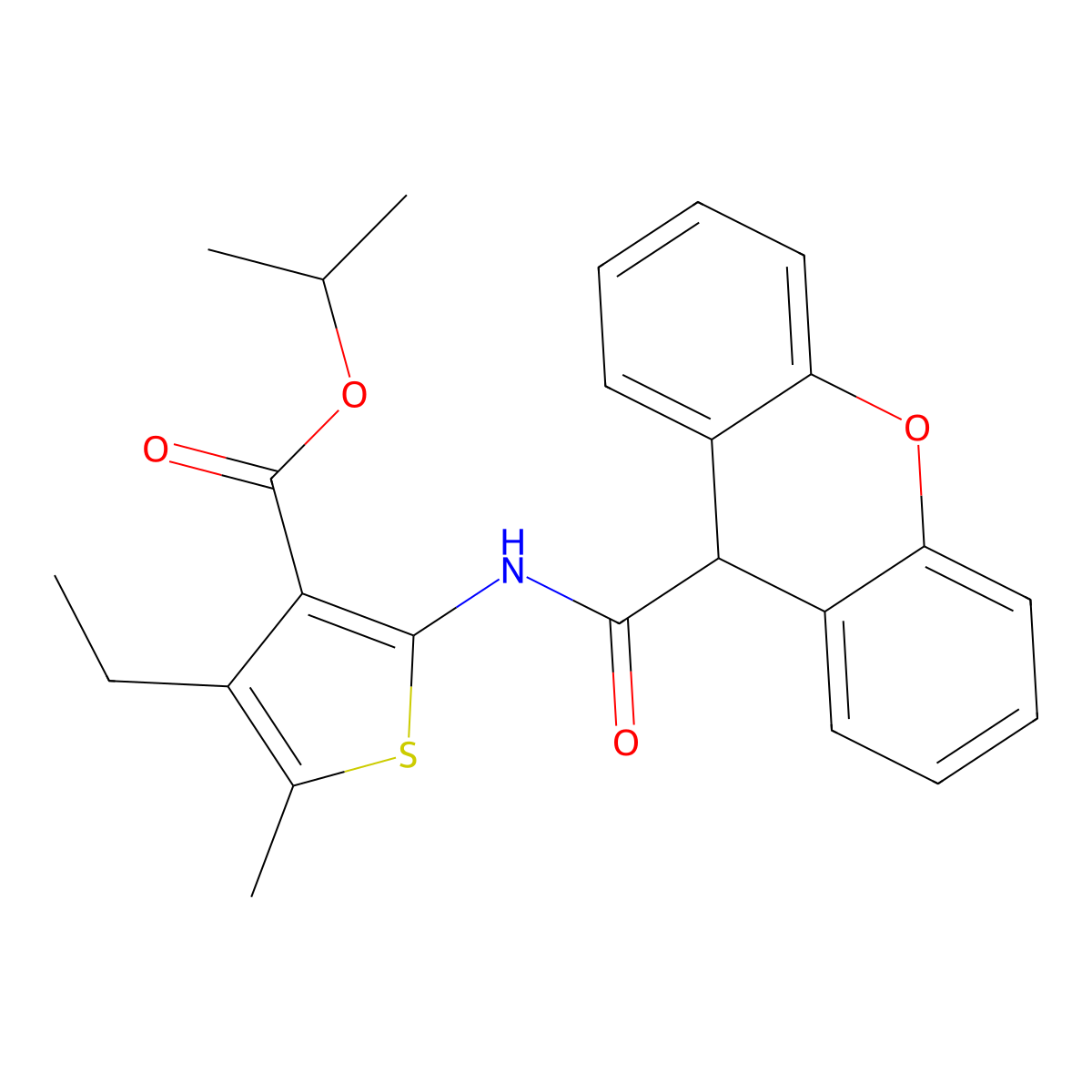 isopropyl 4-ethyl-5-methyl-2-[(9H-xanthen-9-ylcarbonyl)amino]-3-thiophenecarboxylate molecular structure, CAS 549491-94-3