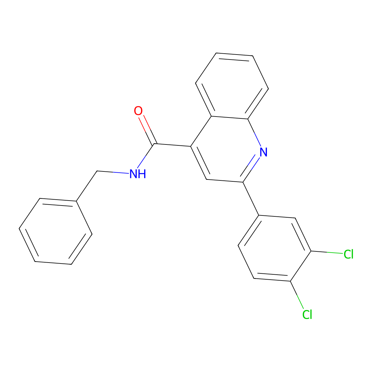 N-benzyl-2-(3,4-dichlorophenyl)quinoline-4-carboxamide molecular structure, CAS 549493-79-0